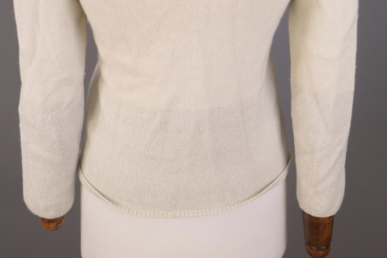 Designer Le Tricot Perugia Beige Wool Silk Knit Sweater Size M Size M / US 6-8 / IT 42-44 - 9 Thumbnail
