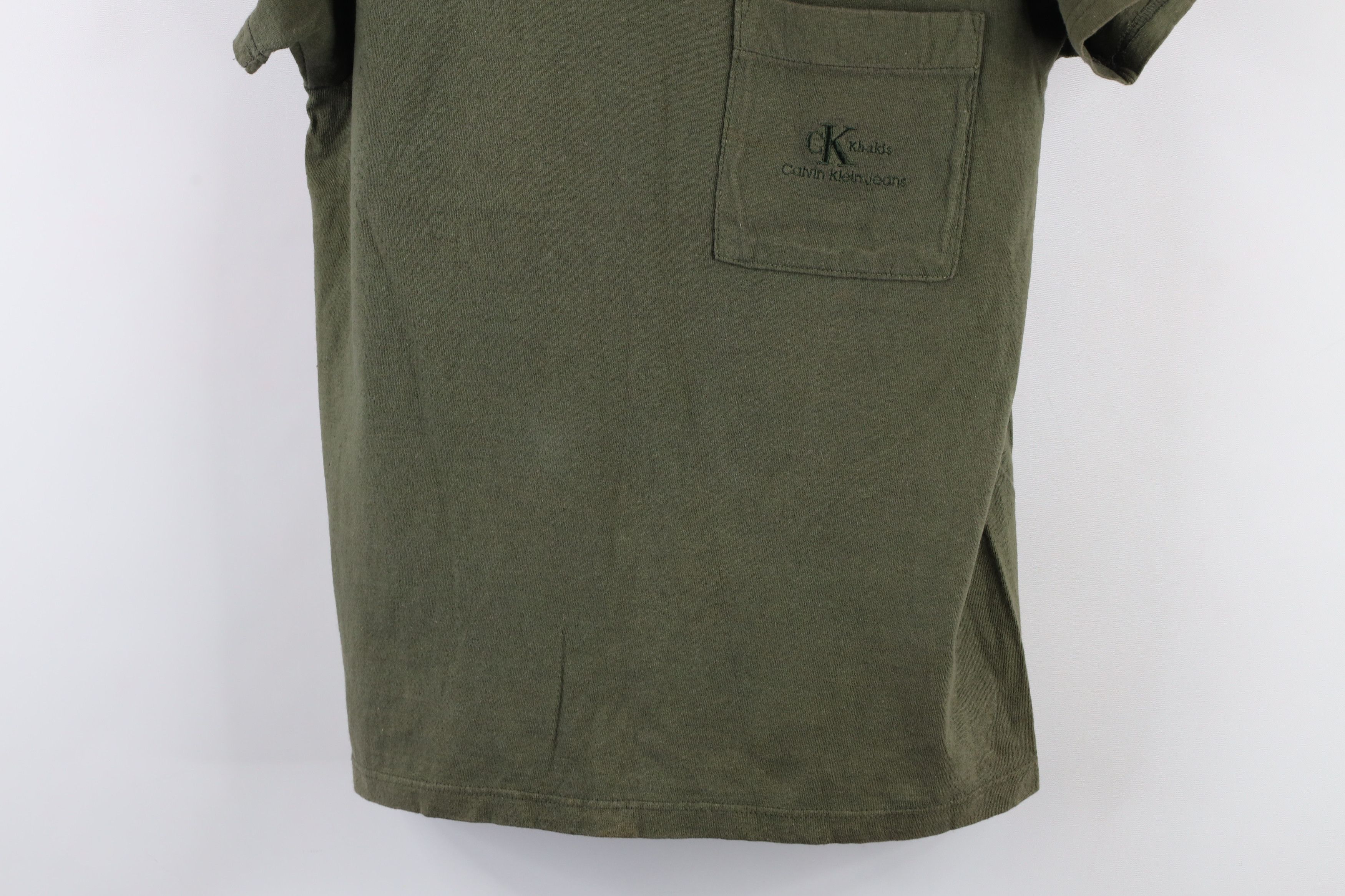 Calvin Klein × Vintage Vintage 90s Calvin Klein Spell Out Pocket T-Shirt Green Size M / US 6-8 / IT 42-44 - 3 Thumbnail