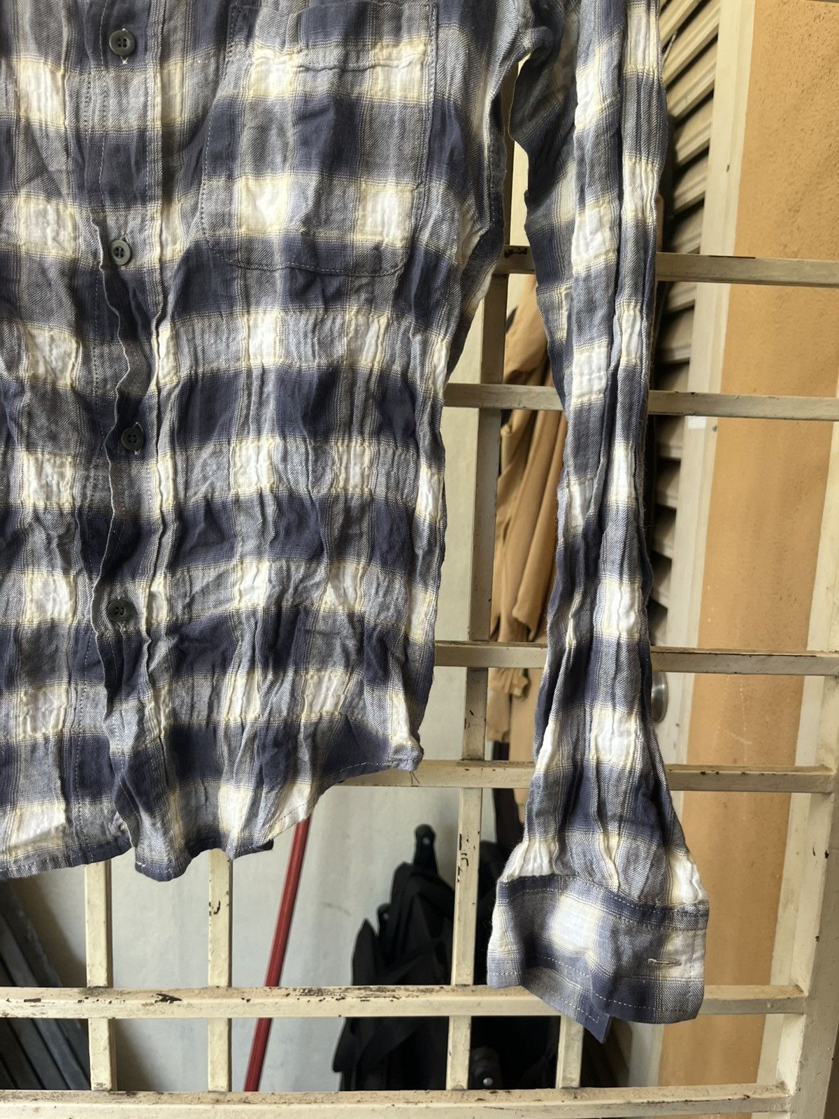 Japanese Brand × Pledge Plaid grey wrinkle shirt Size US S / EU 44-46 / 1 - 4 Thumbnail