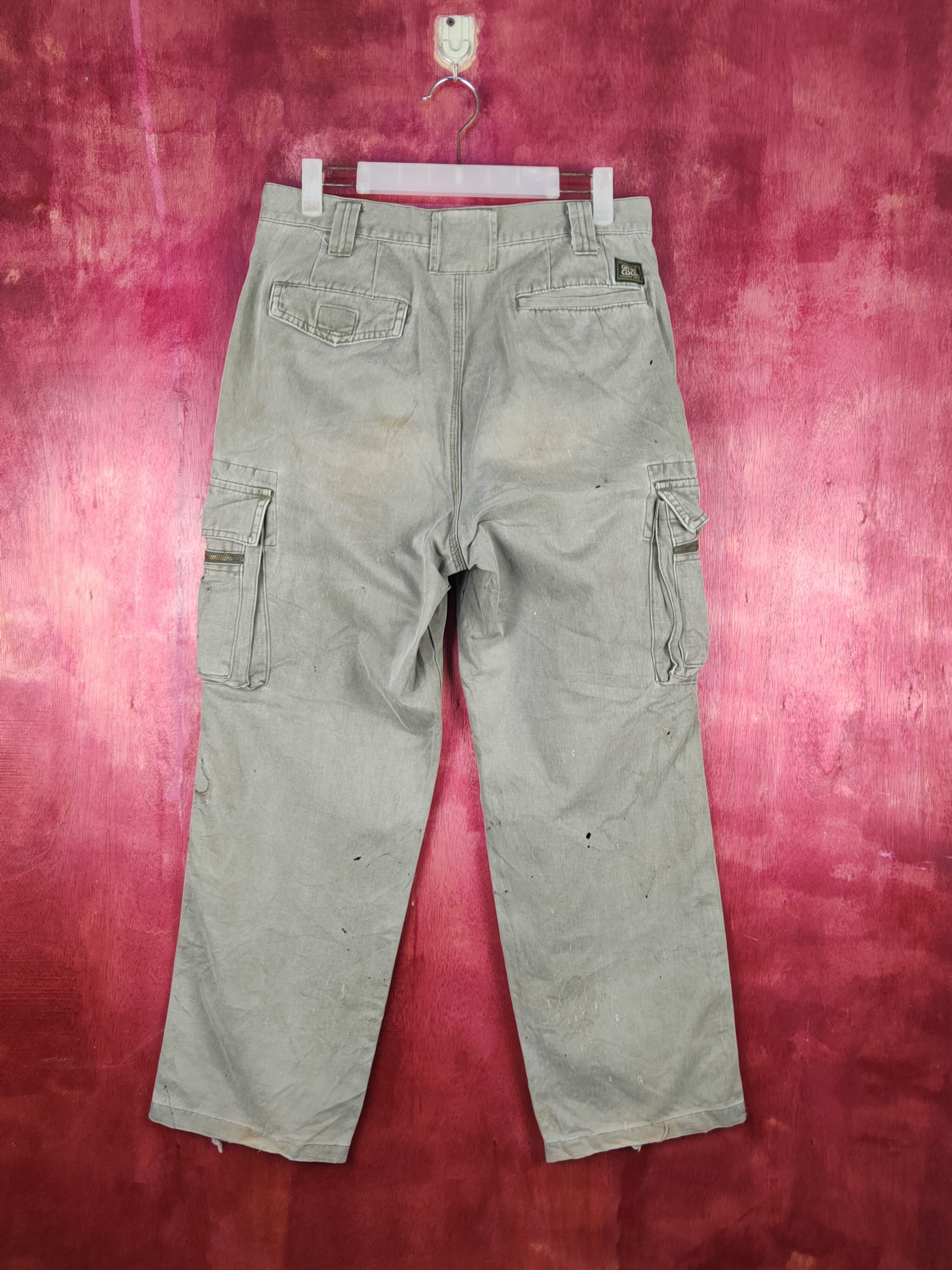 Grancisco Olive Faded ripped distressed Cargo Pants #S1868