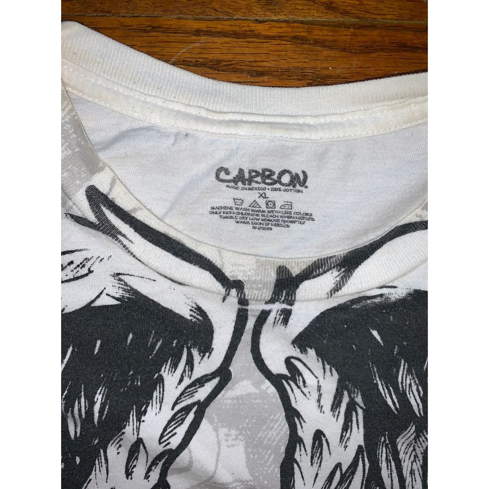 Carbon Carbon Angel Wings Skull Tee XL Gothic Biker Graphic Shirt Size US XL / EU 56 / 4 - 3 Thumbnail