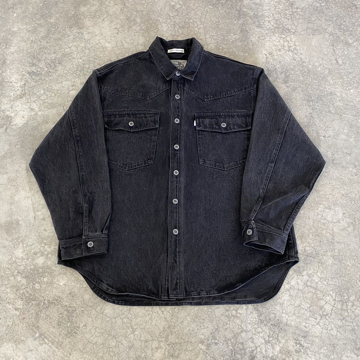 Levi's VTG 90’s Levis Silvertab Faded Black Thick Denim Shirt Size US M / EU 48-50 / 2 - 12 Thumbnail