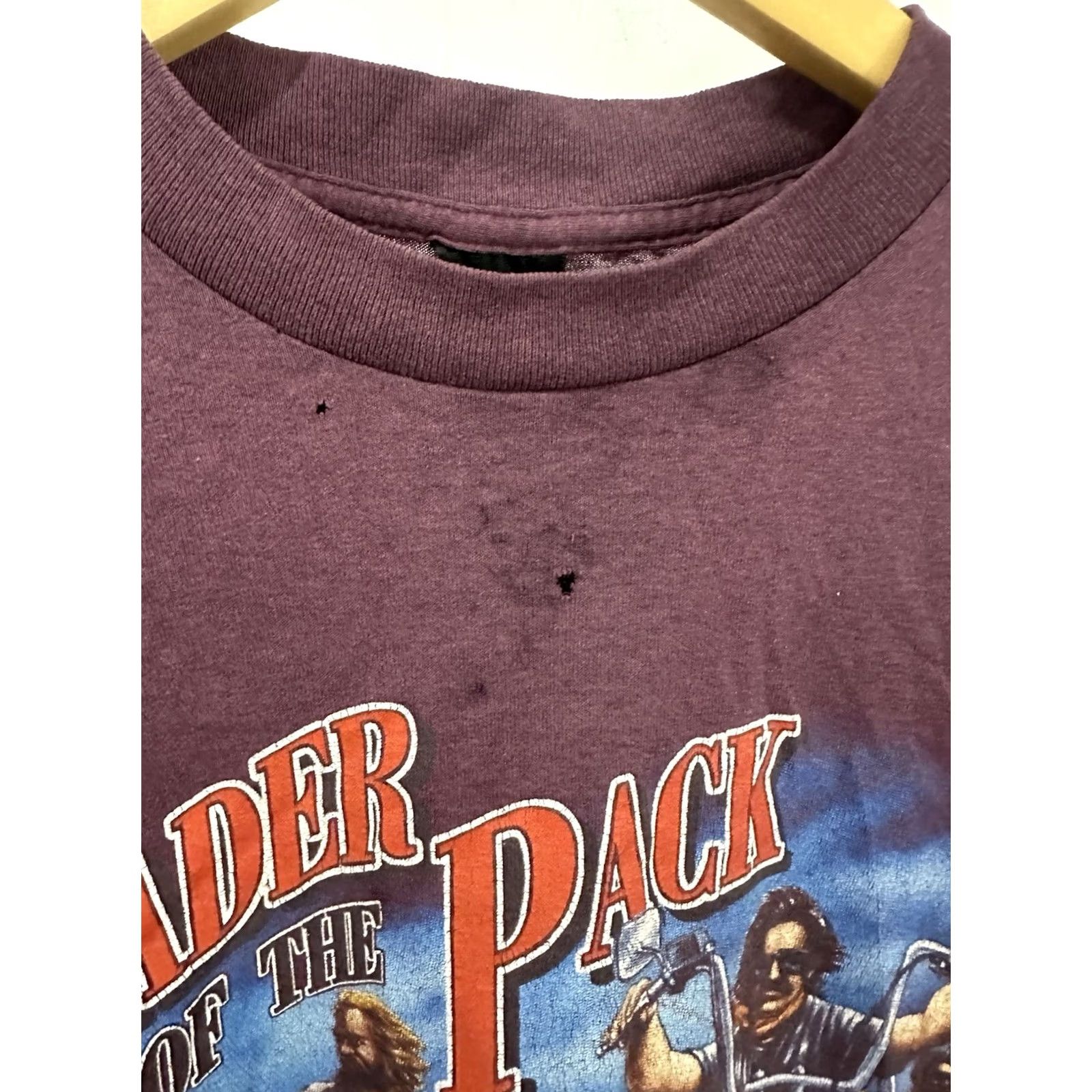 Vintage VTG 3D Emblem Leader Of The Pack Alpha Wolf Biker T-Shirt L Burgundy Mens Short Sleeve 50/50 Distressed Size US L / EU 52-54 / 3 - 6 Thumbnail
