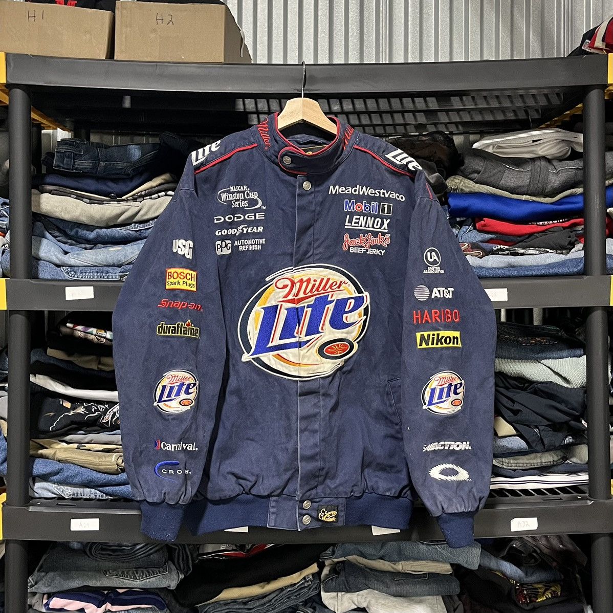 Chase Authentics VINTAGE MILLER LITE RUSTY WALLACE RACING JACKET 90s LARGE Size US L / EU 52-54 / 3 - 1 Thumbnail