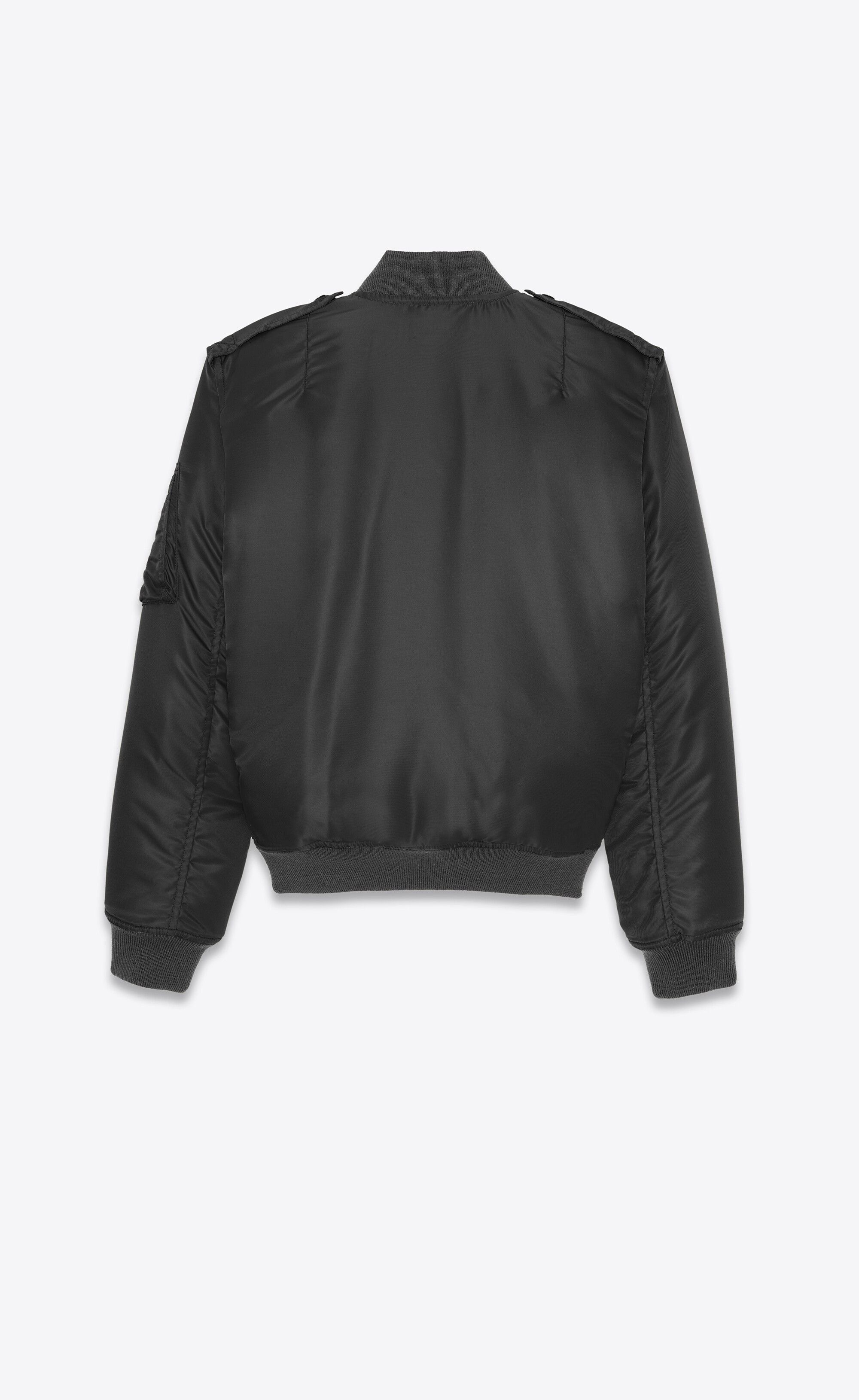 Saint Laurent Paris o1bcso1str0125 Bomber Jacket In Nylon in Black Size US M / EU 48-50 / 2 - 2 Thumbnail