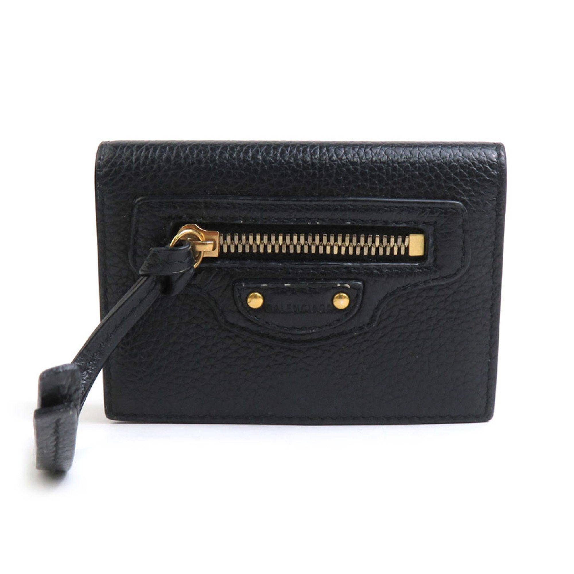 Balenciaga BALENCIAGA Tri-fold Wallet Leather Black Men's Women's 55818k Size ONE SIZE - 1 Thumbnail