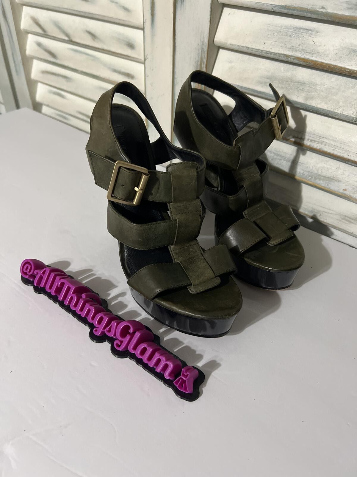 Other Rachel Zoe Olive Green Heel Platform Sandals Buckle Strap 8 Size US 8 / IT 38 - 3 Thumbnail