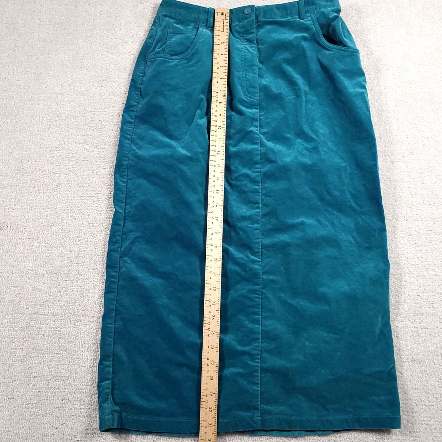 Vintage VINTAGE Westbound Women's 6P Petite Green Velour Velvet Knit A-Line Midi Skirt Size 28" / US 6 / IT 42 - 5 Thumbnail
