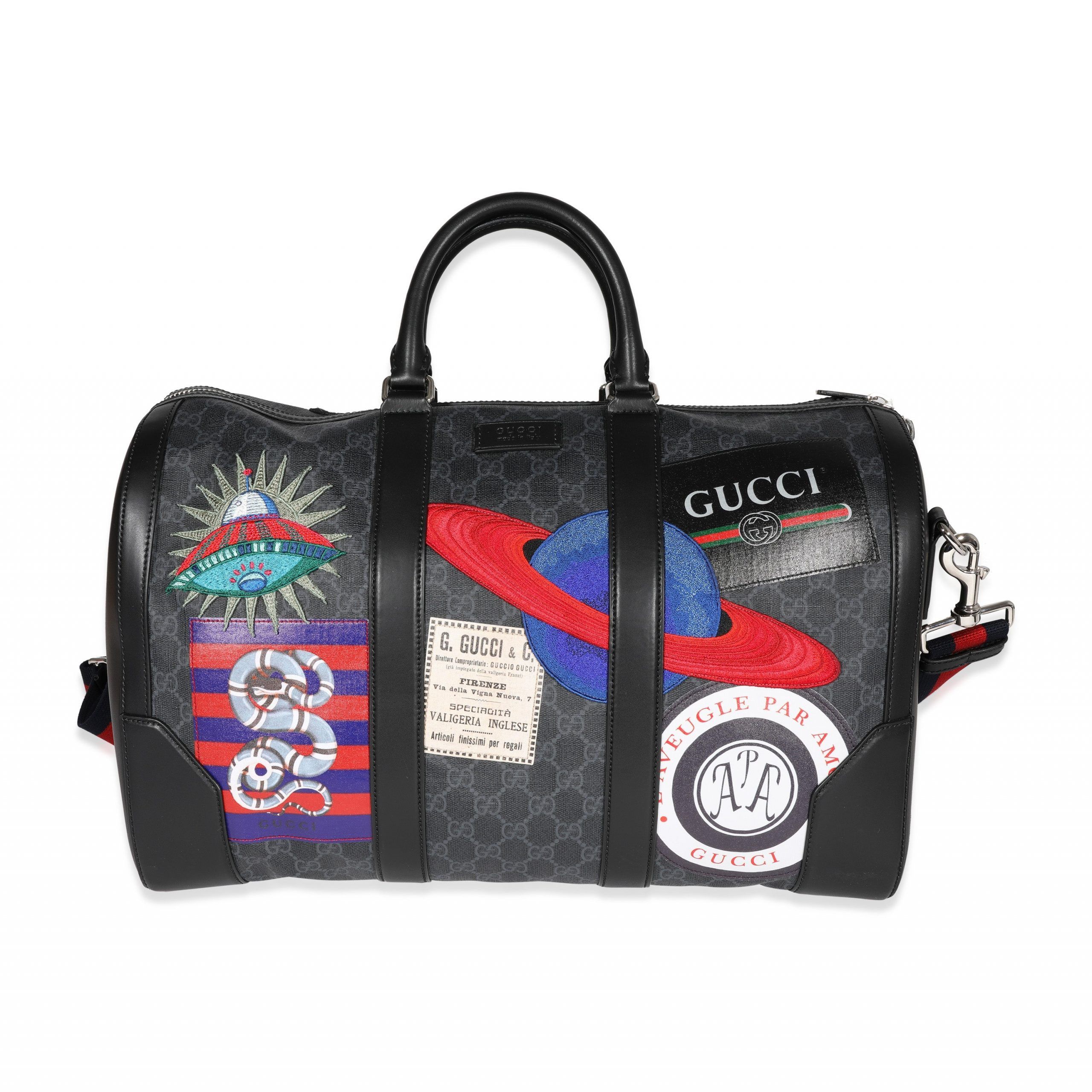 image of Gucci Black GG Supreme Canvas Night Courrier Carry-On-Duffle, Women's