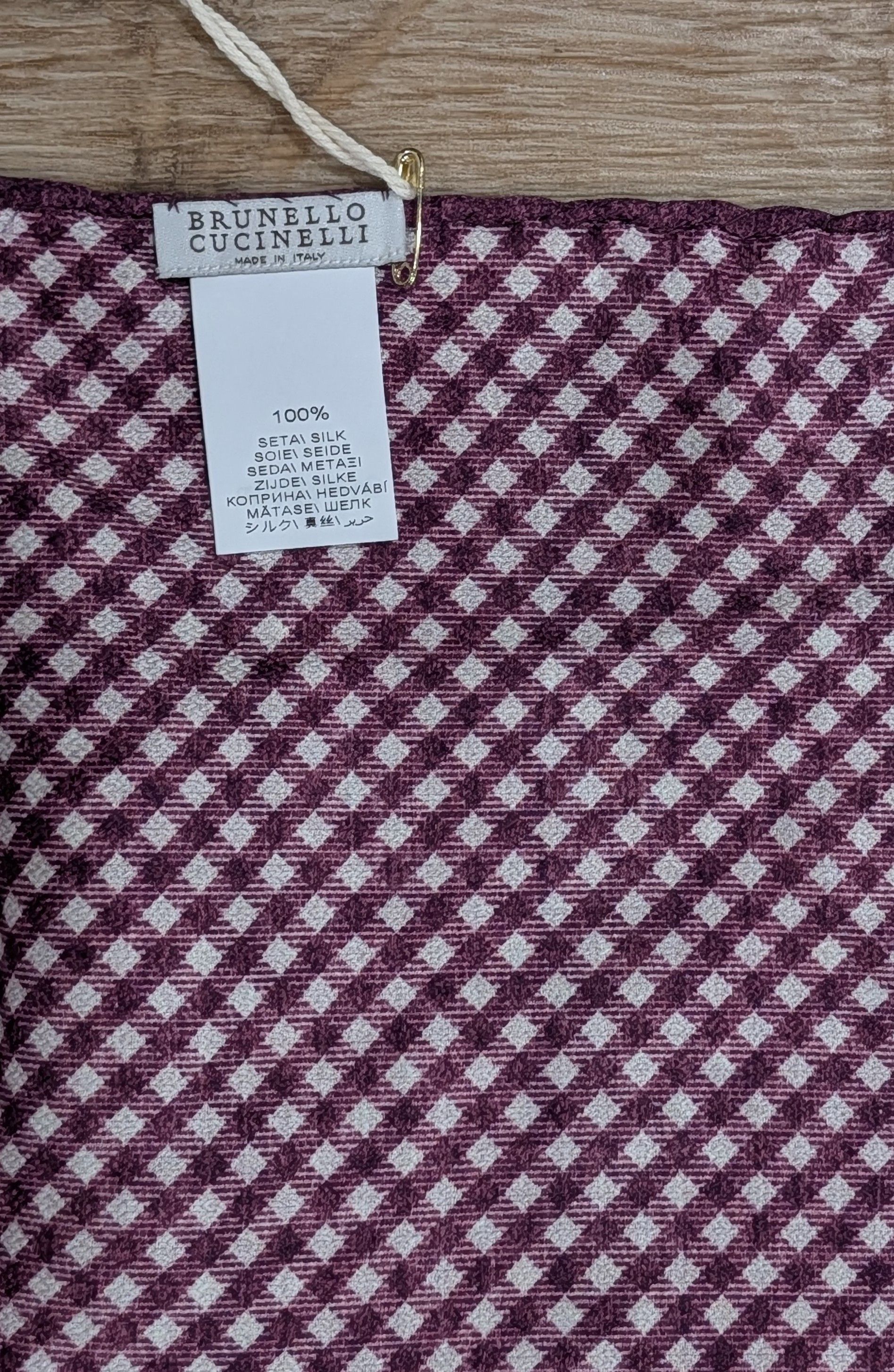 Brunello Cucinelli BRUNELLO CUCINELLl Geometric Silk Pocket Square Purple Size ONE SIZE - 2 Thumbnail