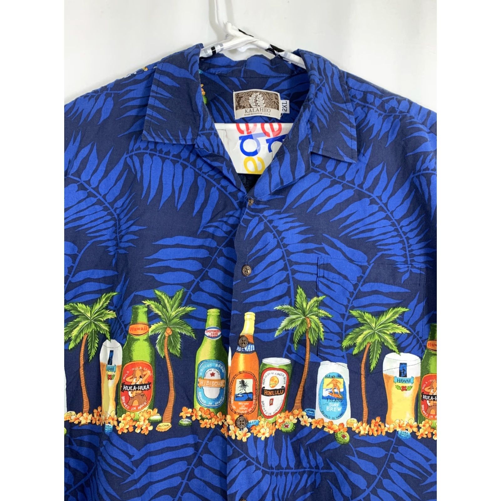 Vintage Kalaheo Mens Button-Up Shirt Blue Beer Cotton Blend 2XL Short Sleeve Hawaiian Shirt Size US XXL / EU 58 / 5 - 3 Thumbnail