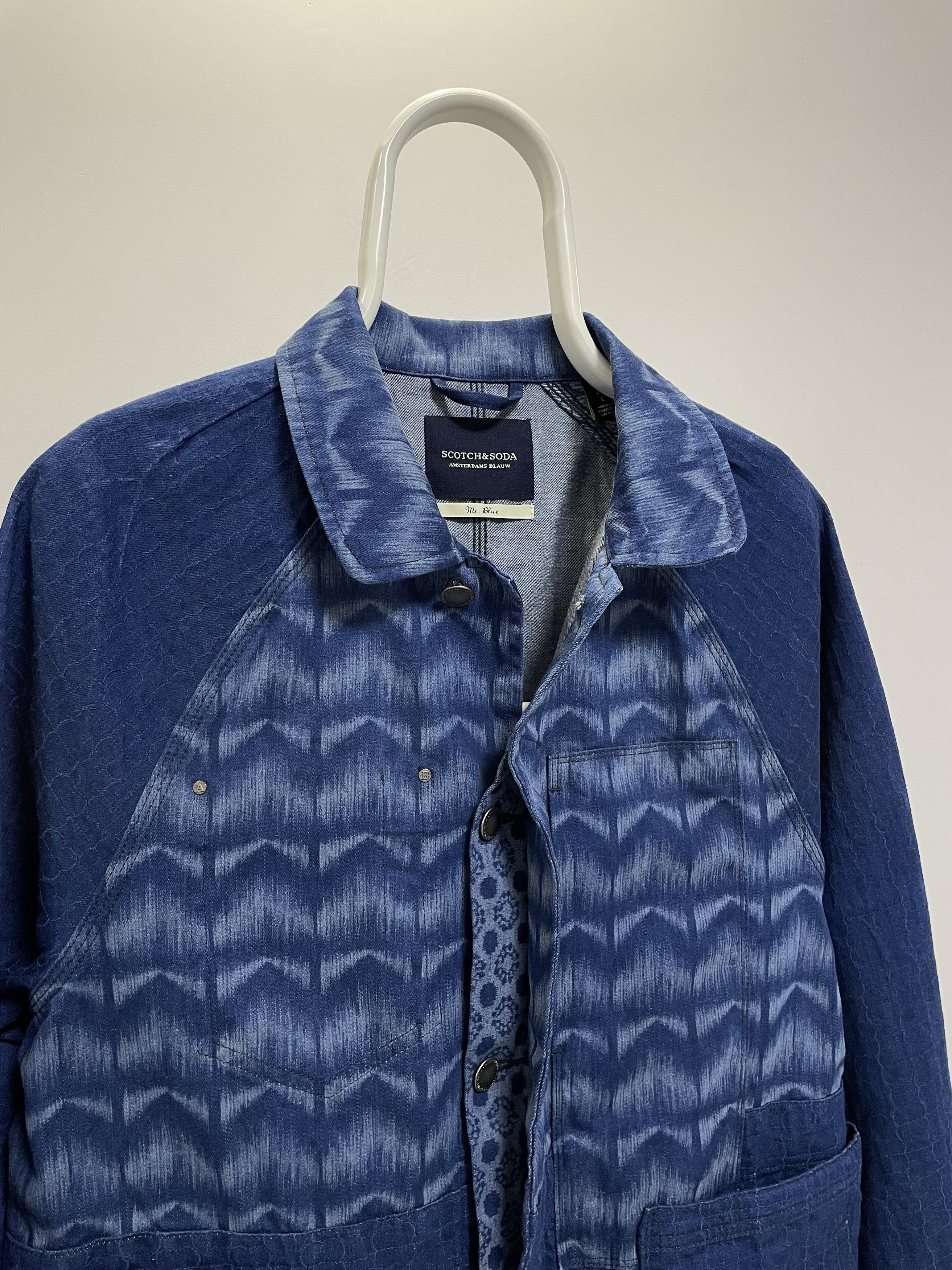 Scotch & Soda SCOTCH & SODA Ams Radio Blauw Denim Jacket Mr. Blue Printed Size US L / EU 52-54 / 3 - 8 Thumbnail
