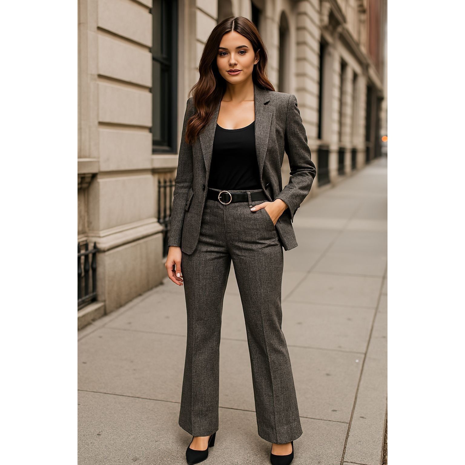 Other 7th Avenue Size 12 Tweed Trousers Flared Leg Tailored Work P Size 32" / US 10 / IT 46 - 4 Thumbnail