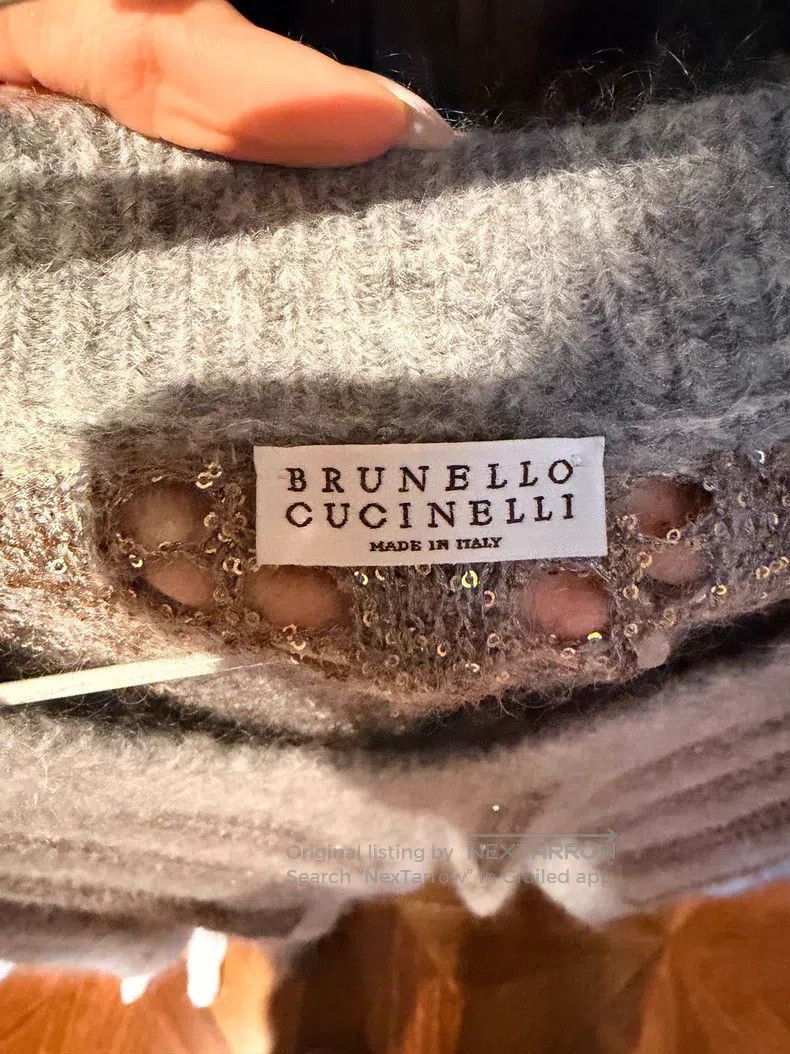 Brunello Cucinelli Brunello Cucinelli Wool V-neck hollow-out knitted top Size M / US 6-8 / IT 42-44 - 3 Thumbnail