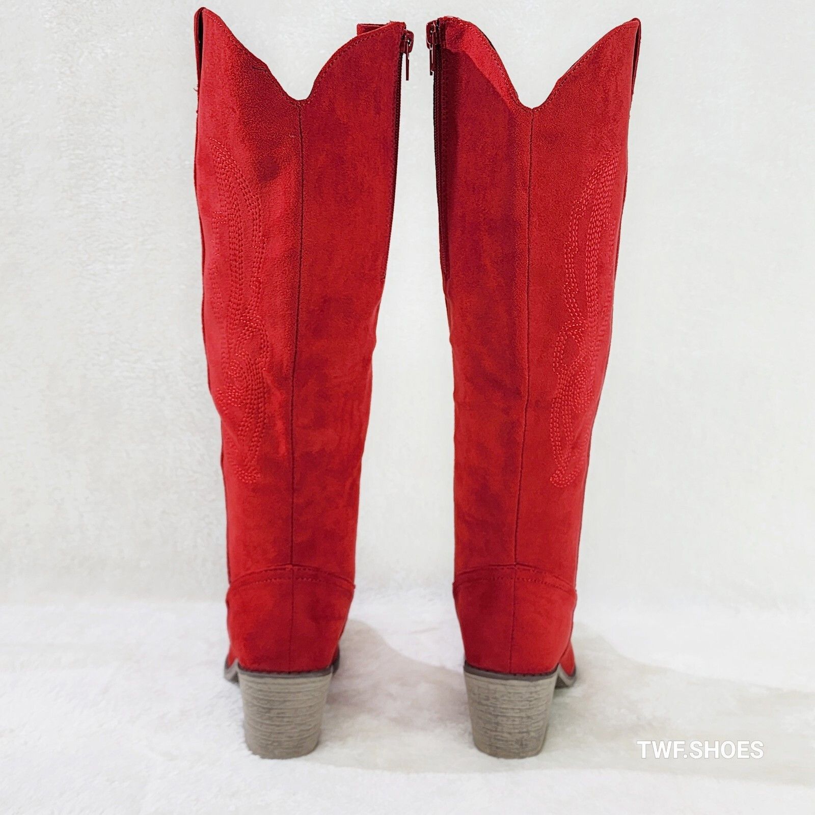Wild Ones Western Cowboy Cowgirl Boots Tuck Zipper Ruby Red