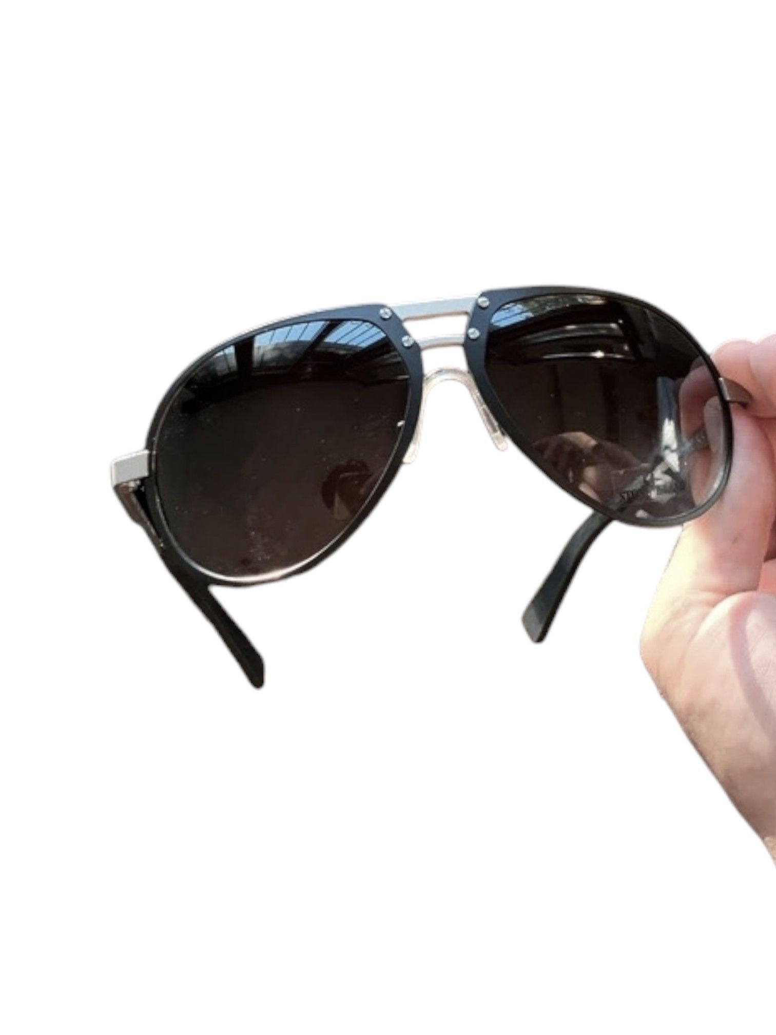 Stone Island Stone Island Silver Double Bridge Aviator Sunglasses, 2010s Size ONE SIZE - 6 Thumbnail