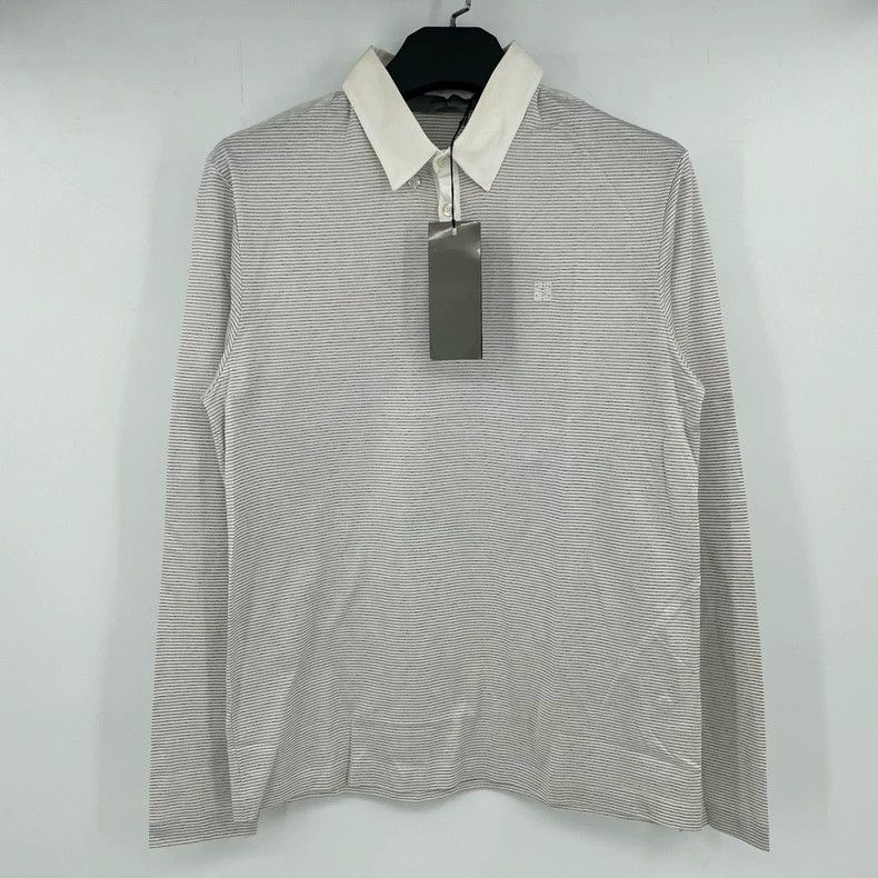 Givenchy Four-Panel Striped Patchwork Long Sleeve Polo Shi
