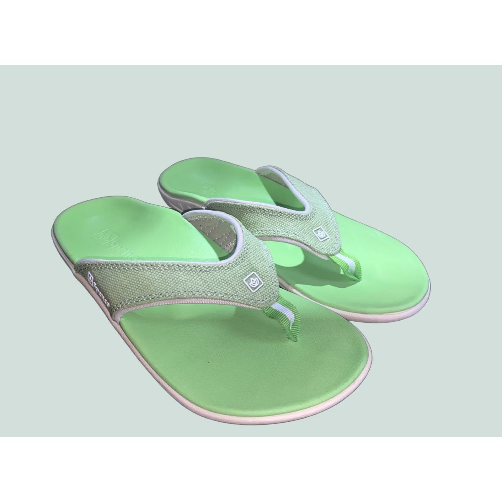 Vintage Spenco Sandals Lime Green Size 6 Women Flip Flop Fabric Sandal Green 6 Womens Size US 6 / IT 36 - 1 Thumbnail