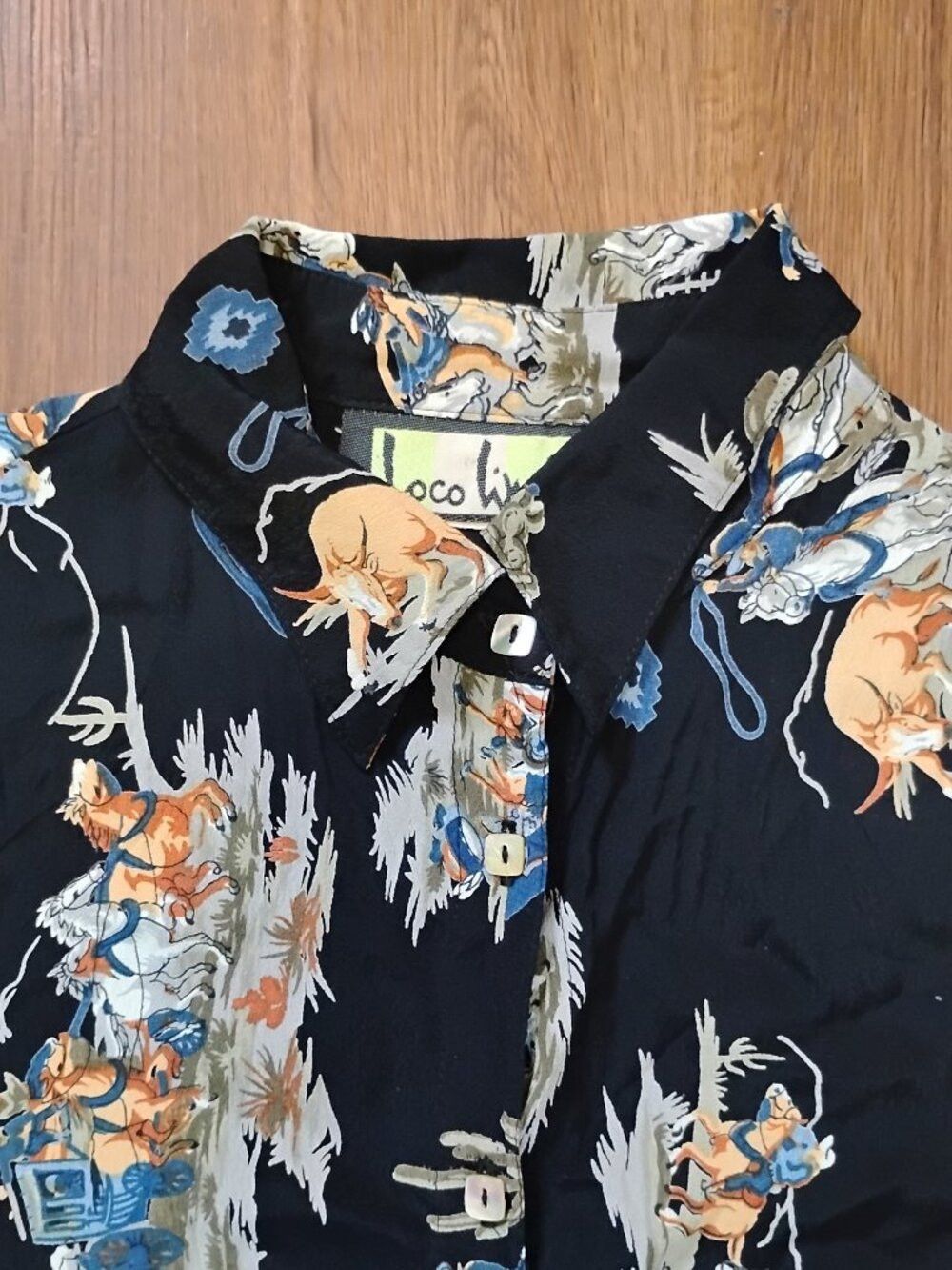 Other Vintage Loco Lindo Cowboy Wild West Wagon Horses Shirt Size M / US 6-8 / IT 42-44 - 1 Thumbnail
