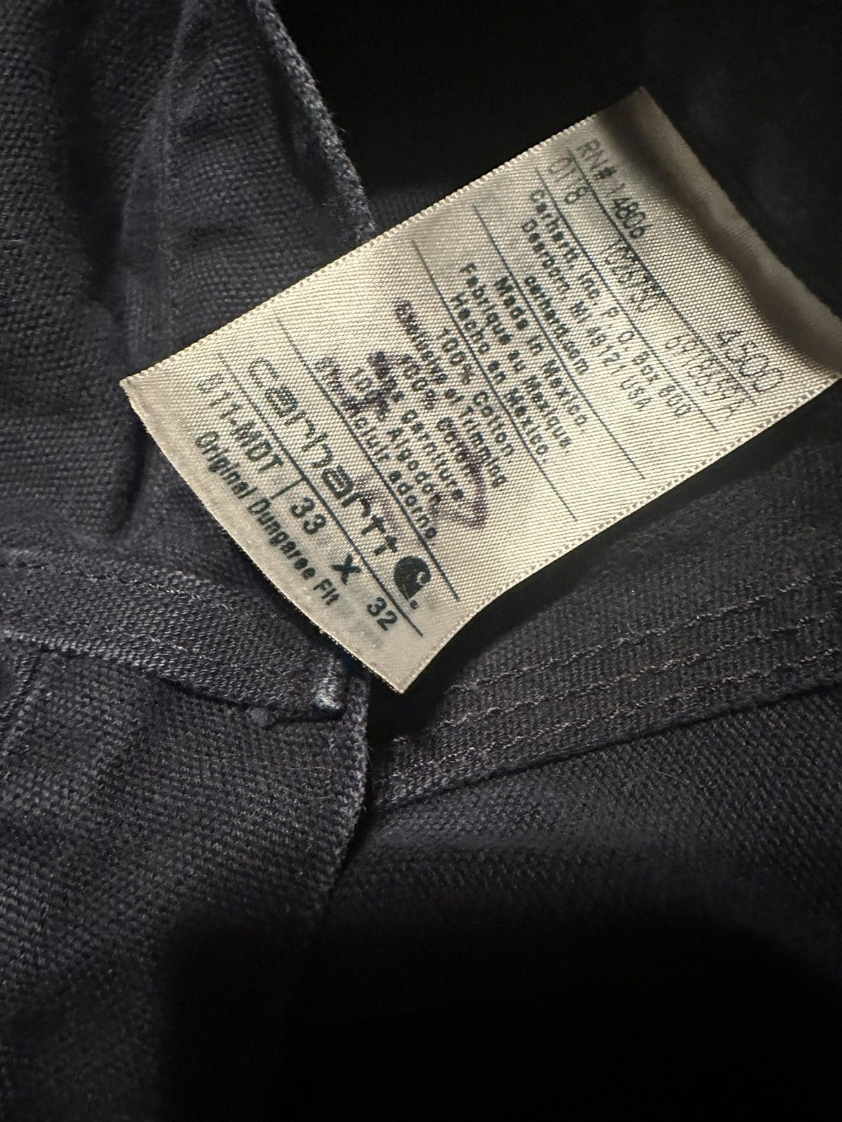 Carhartt navy denim work pants 33x32