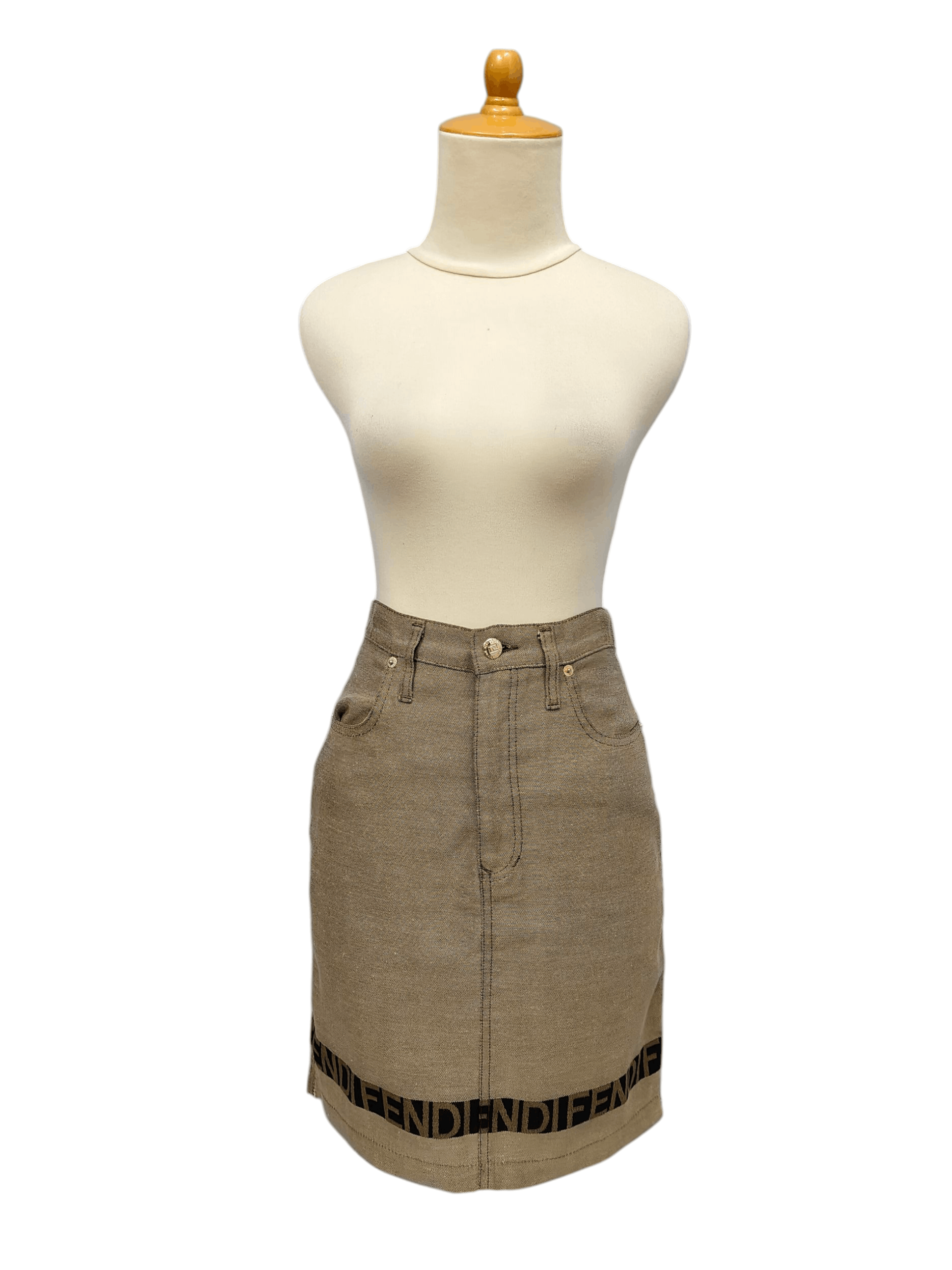 Fendi 90s FENDI- Archive Minimalist Hem Logo Taped Denim Skirt Size 28" / US 6 / IT 42 - 8 Thumbnail
