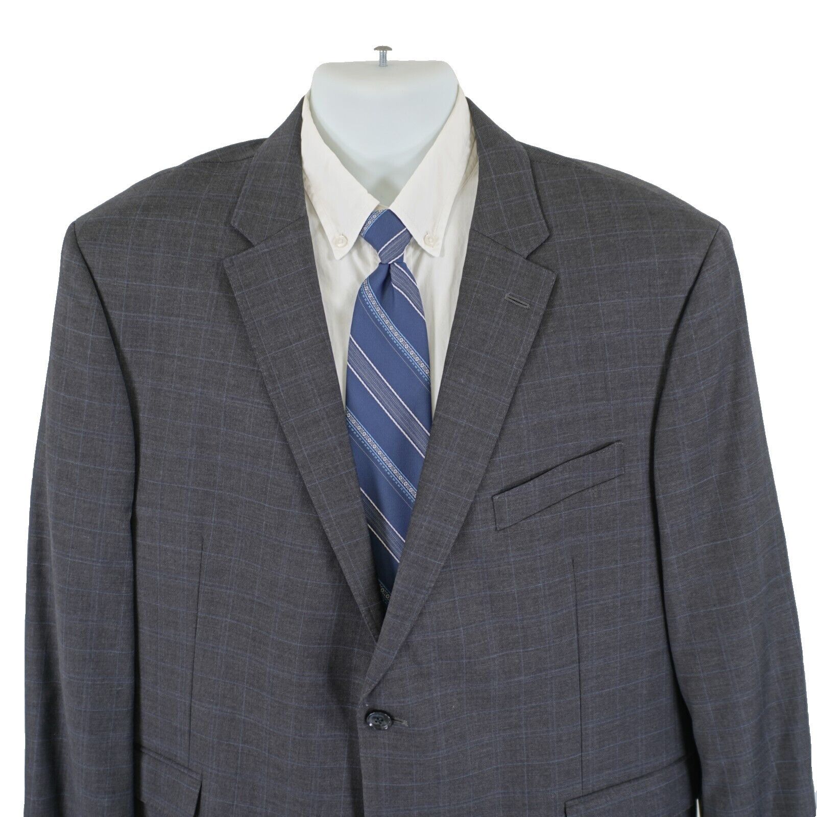 Tommy Hilfiger Tommy Hilfiger Wool Blend Gray W/ Blue Windowpane 2 Piece Su Size 46S - 5 Thumbnail
