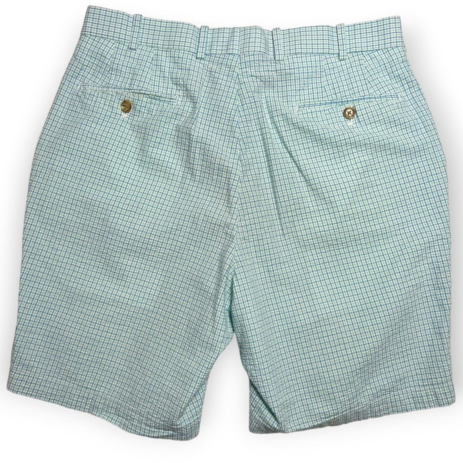 Peter Millar Peter Millar Seersucker Golf Short 34 Green Blue Gingham Size US 34 / EU 50 - 2 Thumbnail