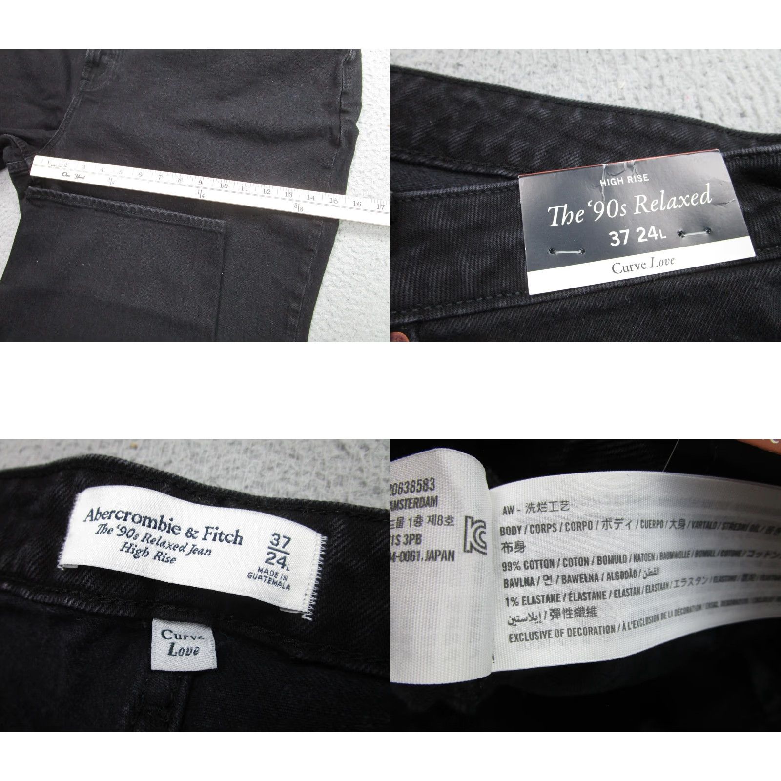 Abercrombie & Fitch Abercrombie & Fitch High Rise Jeans Womens 24/37 Black Straight Relaxed Curve Love 90s Size 42" / US 20 - 8 Thumbnail