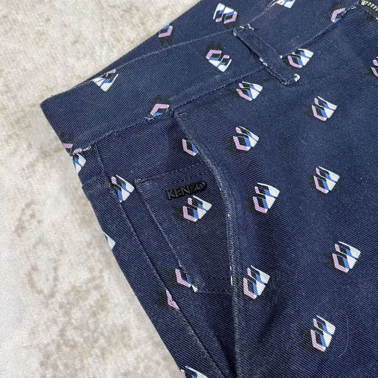 Kenzo Kenzo Paris Monogram Geometric Print Slim Fit Denim Pants Size US 33 - 7 Thumbnail