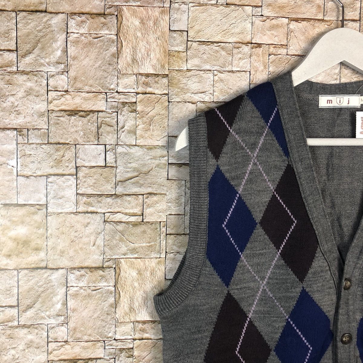 Homespun Knitwear × Japanese Brand MIj Grey art Vest Knitwear #A934 Size US M / EU 48-50 / 2 - 7 Thumbnail