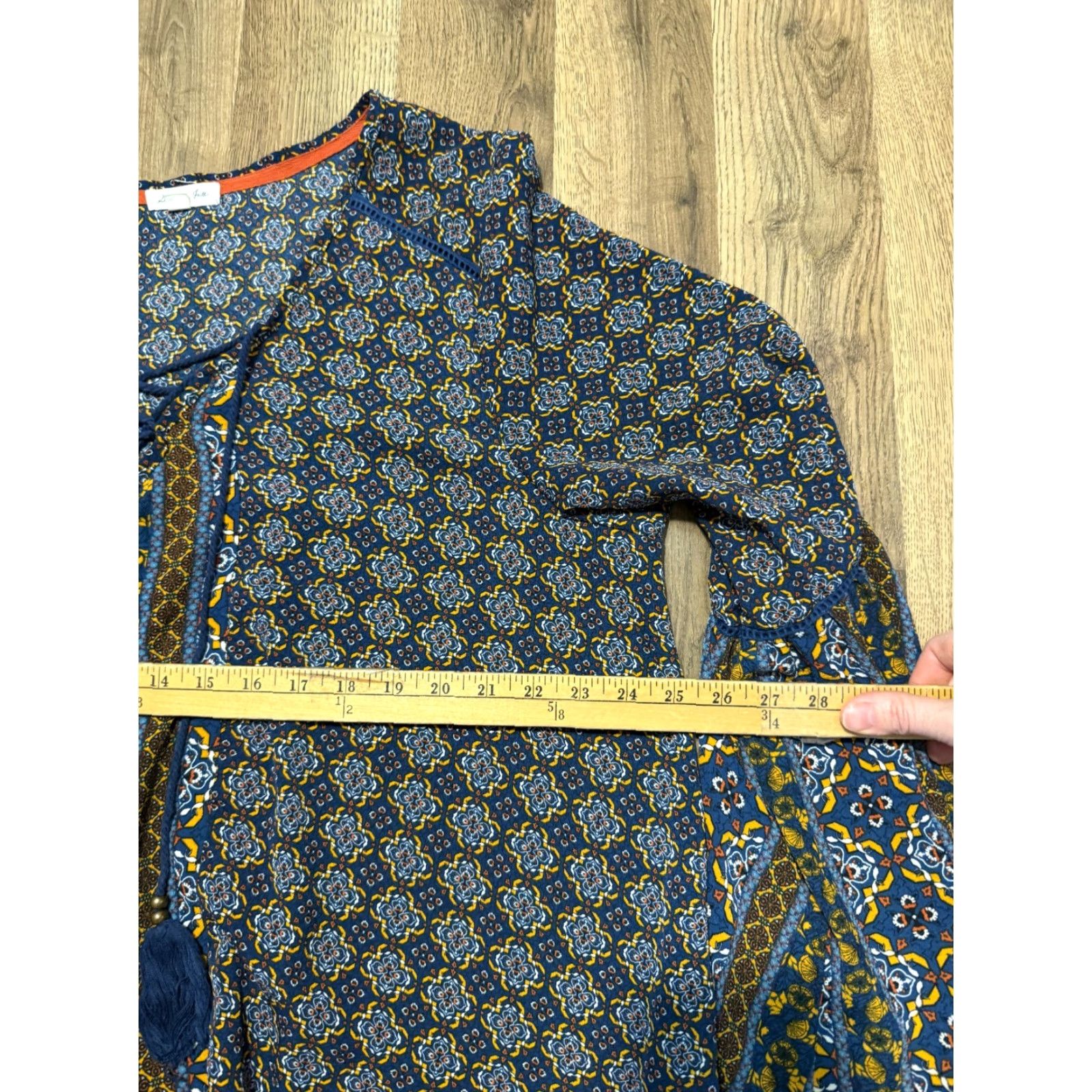 Vintage Skylar & Jade Blouse Women's Plus 2X Blue Red Yellow Printed Long Sleeve V-Neck Shirt Mens Womens Girls Bed? Size XXL / US 16-18 / IT 52-54 - 6 Thumbnail