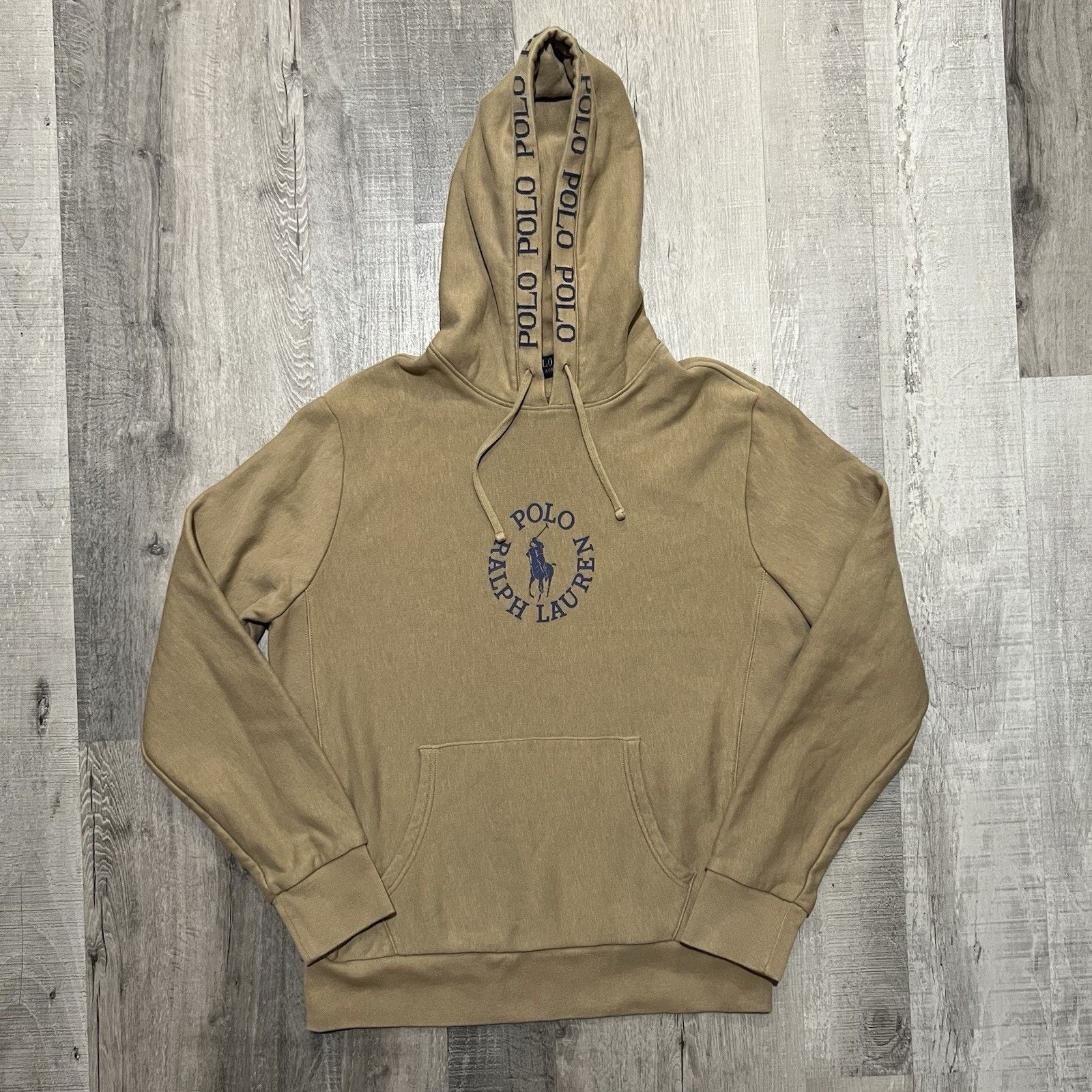Polo Ralph Lauren Polo Ralph Lauren Light Brown Pull Over Hoodie Spell Out M Size US M / EU 48-50 / 2 - 1 Thumbnail