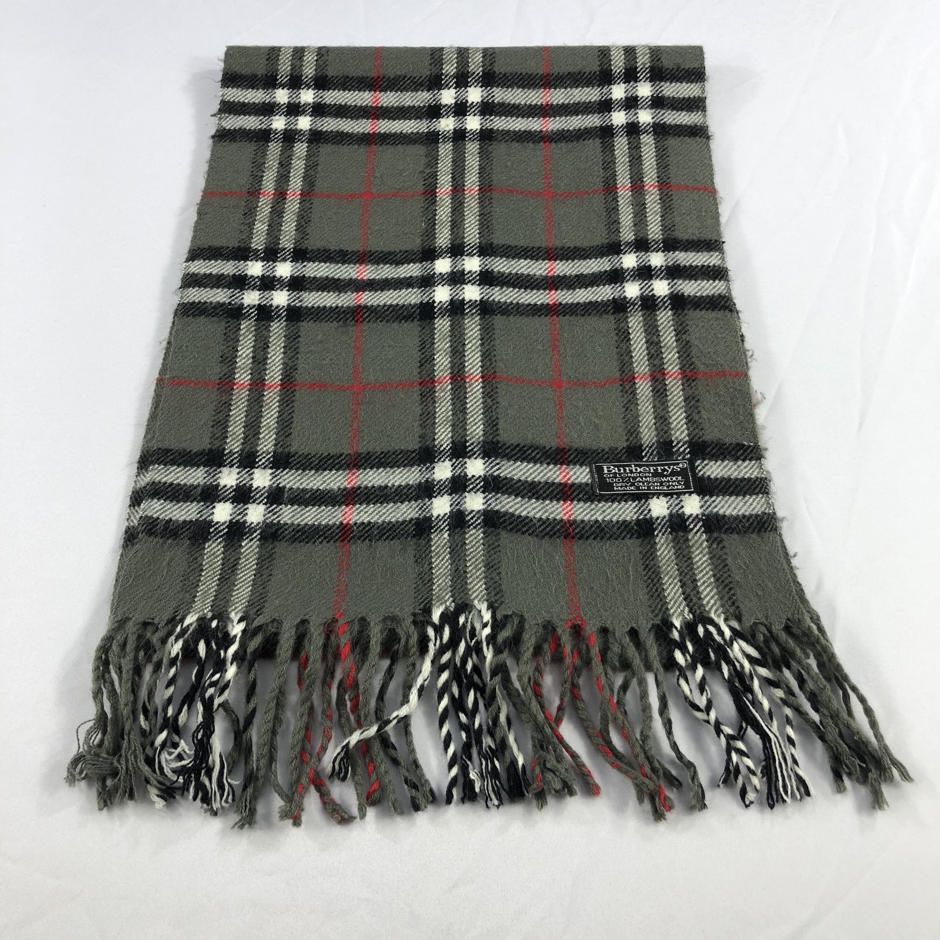 Burberry Burberrys Nova Check Grey Wool Scarf Muffler V1015 Size ONE SIZE - 2 Thumbnail