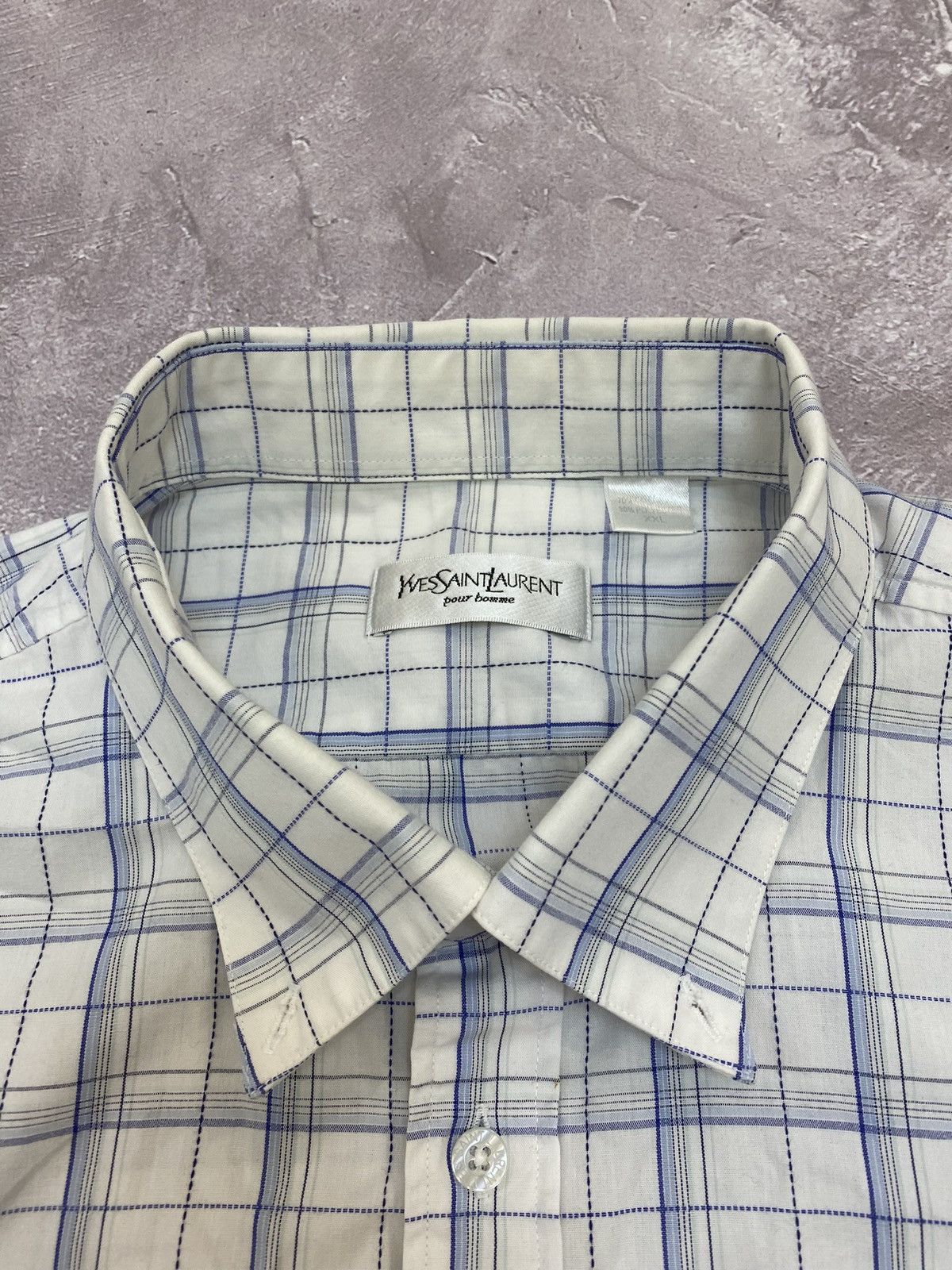 Yves Saint Laurent Vintage YSL Long Sleeve Checkered Tennis Shirt Short Sleeve Size US XL / EU 56 / 4 - 5 Thumbnail