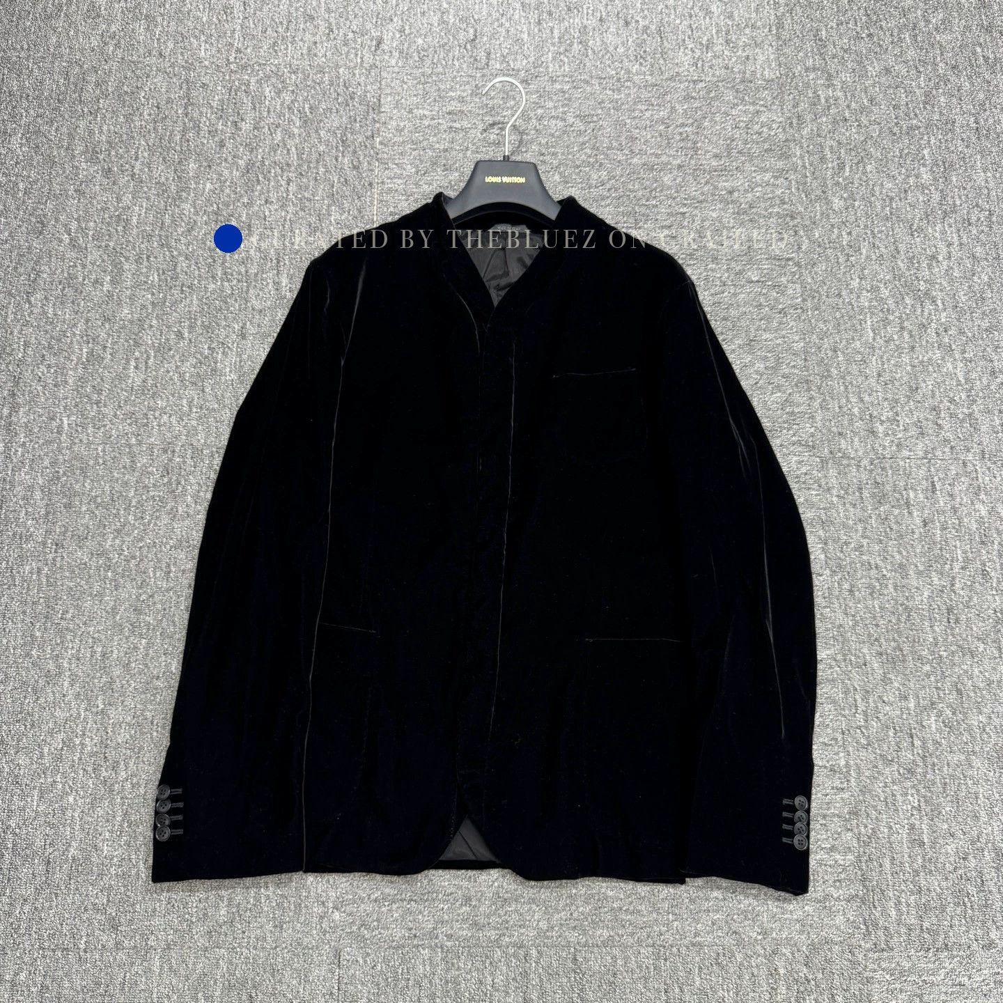 Giorgio Armani Collarless Black Velvet Suit Jacket Size US M / EU 48-50 / 2 - 1 Thumbnail