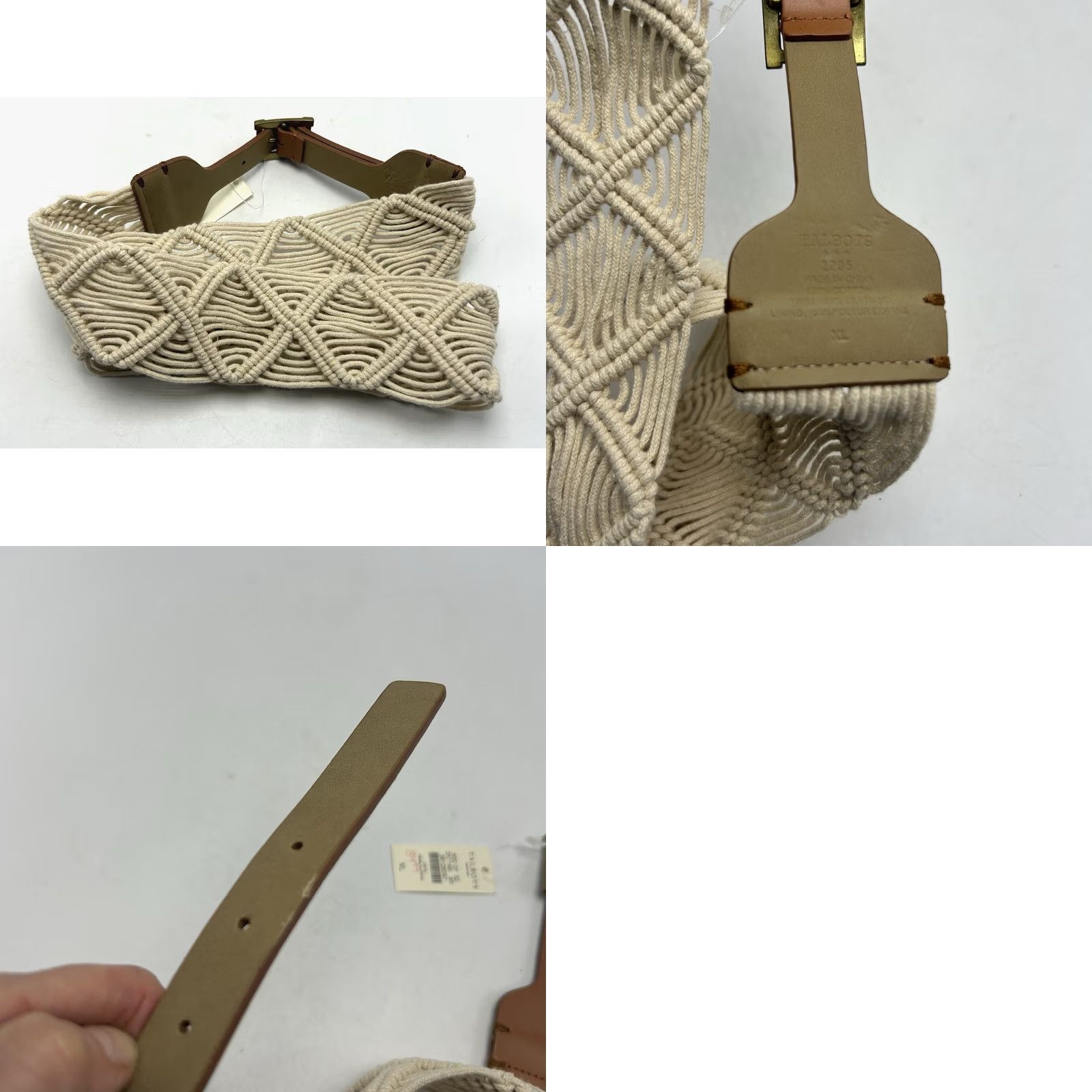Talbots Talbots Belt Womens XL Ivory Cotton Braided Leather Trim Buckle Adjustable Size ONE SIZE - 8 Thumbnail