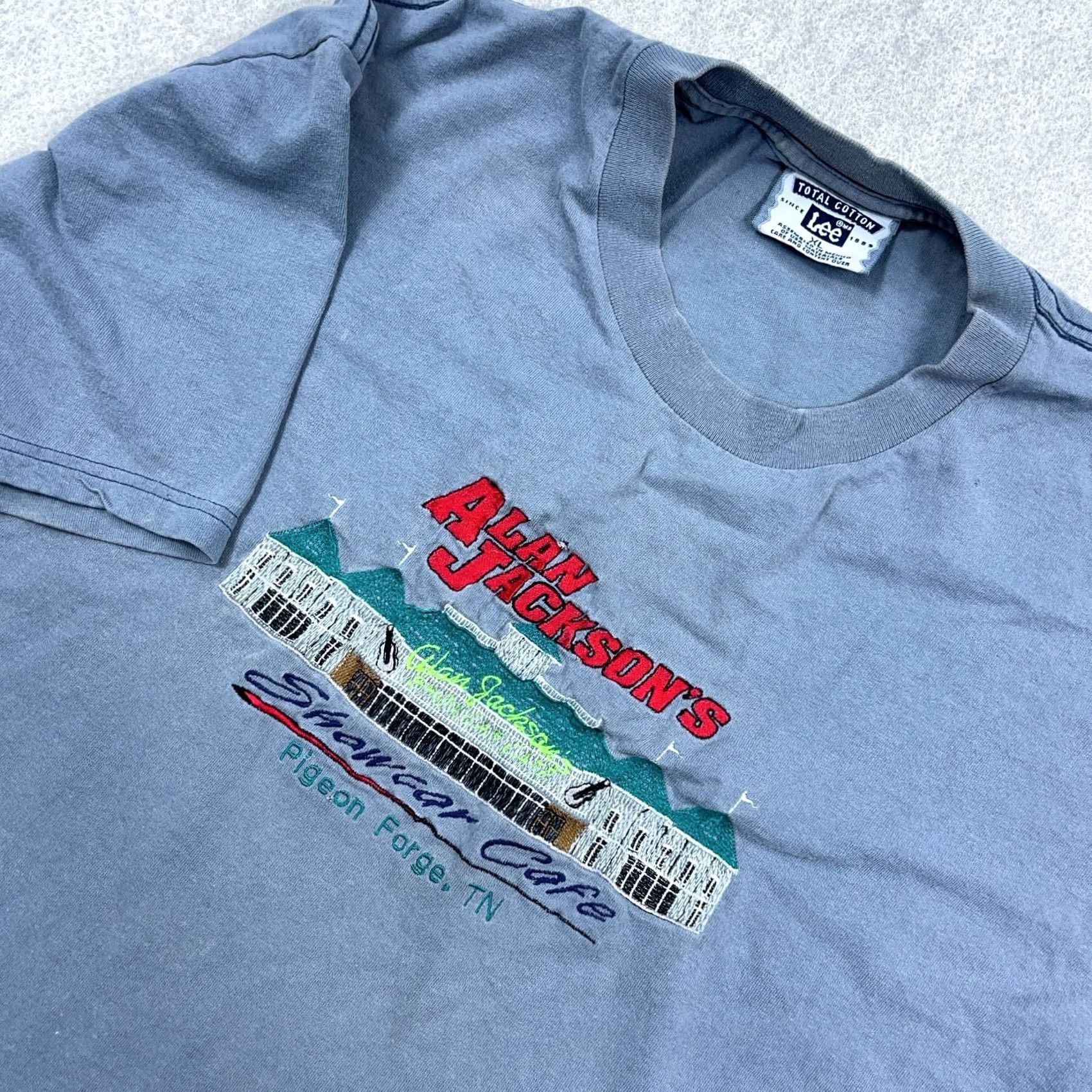 Lee Vintage Cafe Pigeon Forge Country Band Carshow Allan Jackson Shirt Men XL Blue Size US XL / EU 56 / 4 - 2 Thumbnail