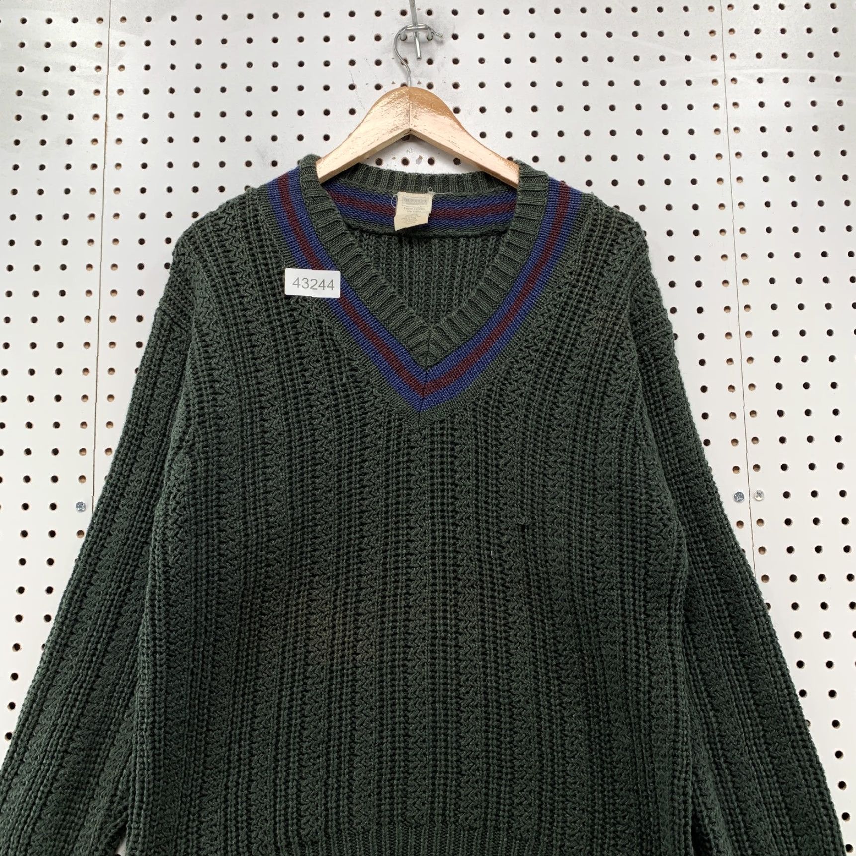 Gap VINTAGE Old Navy Ramie Knit Sweater Mens Large Green Heavyweight V-Neck Pullover Size US L / EU 52-54 / 3 - 4 Thumbnail