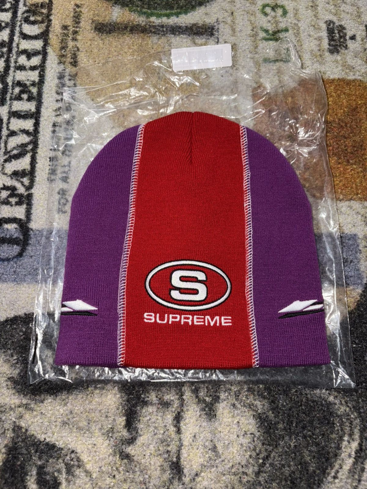 帽子 Supreme Racing Panel Beanie Red Supreme Racing Panel Beanie