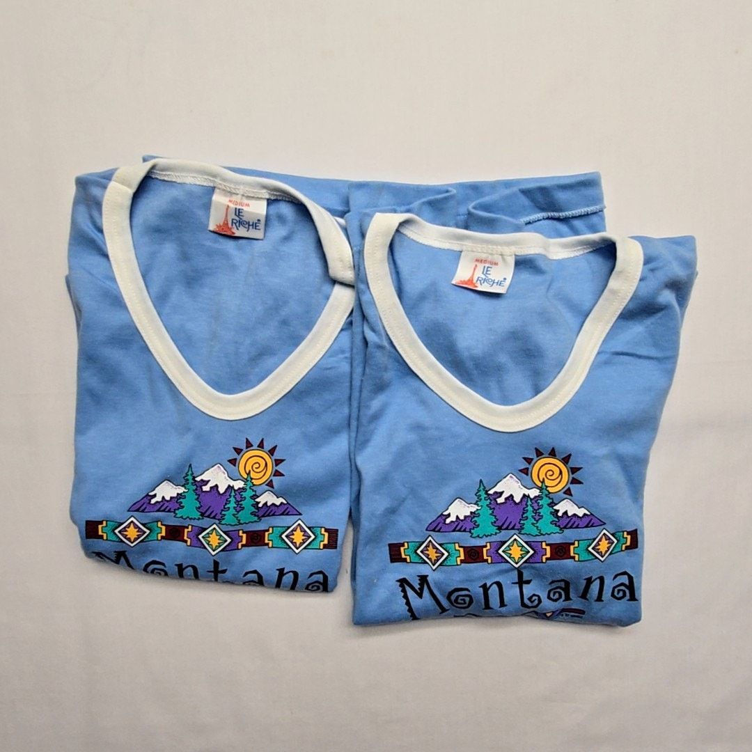 Vintage Vintage Montana Graphic Tee Le Riche Blue White M Shirt Size M / US 6-8 / IT 42-44 - 7 Thumbnail