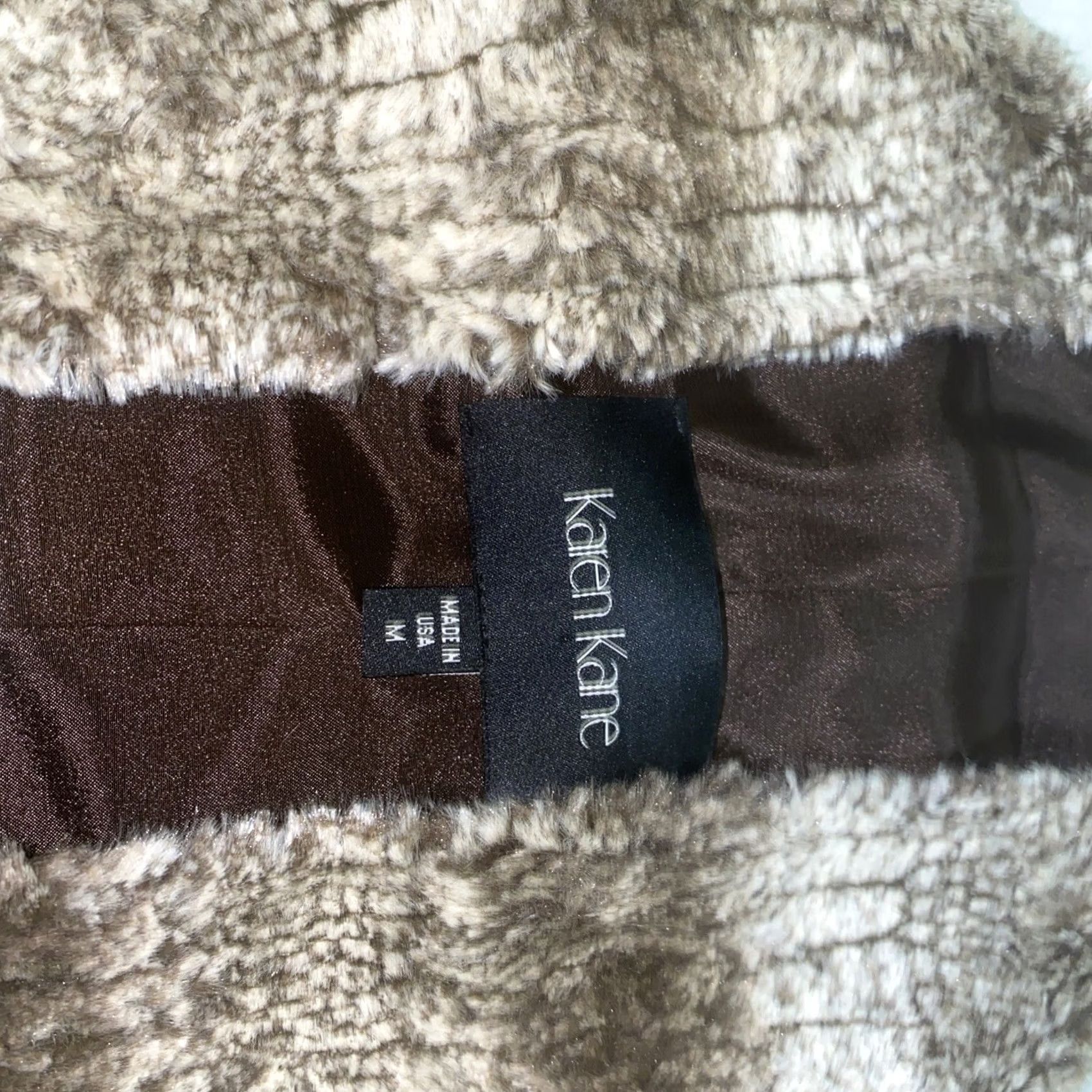 Vintage Karen Kane Faux Fur Open Front Vest Women M Brown & Cream Polyester Fur Vest Size M / US 6-8 / IT 42-44 - 3 Thumbnail
