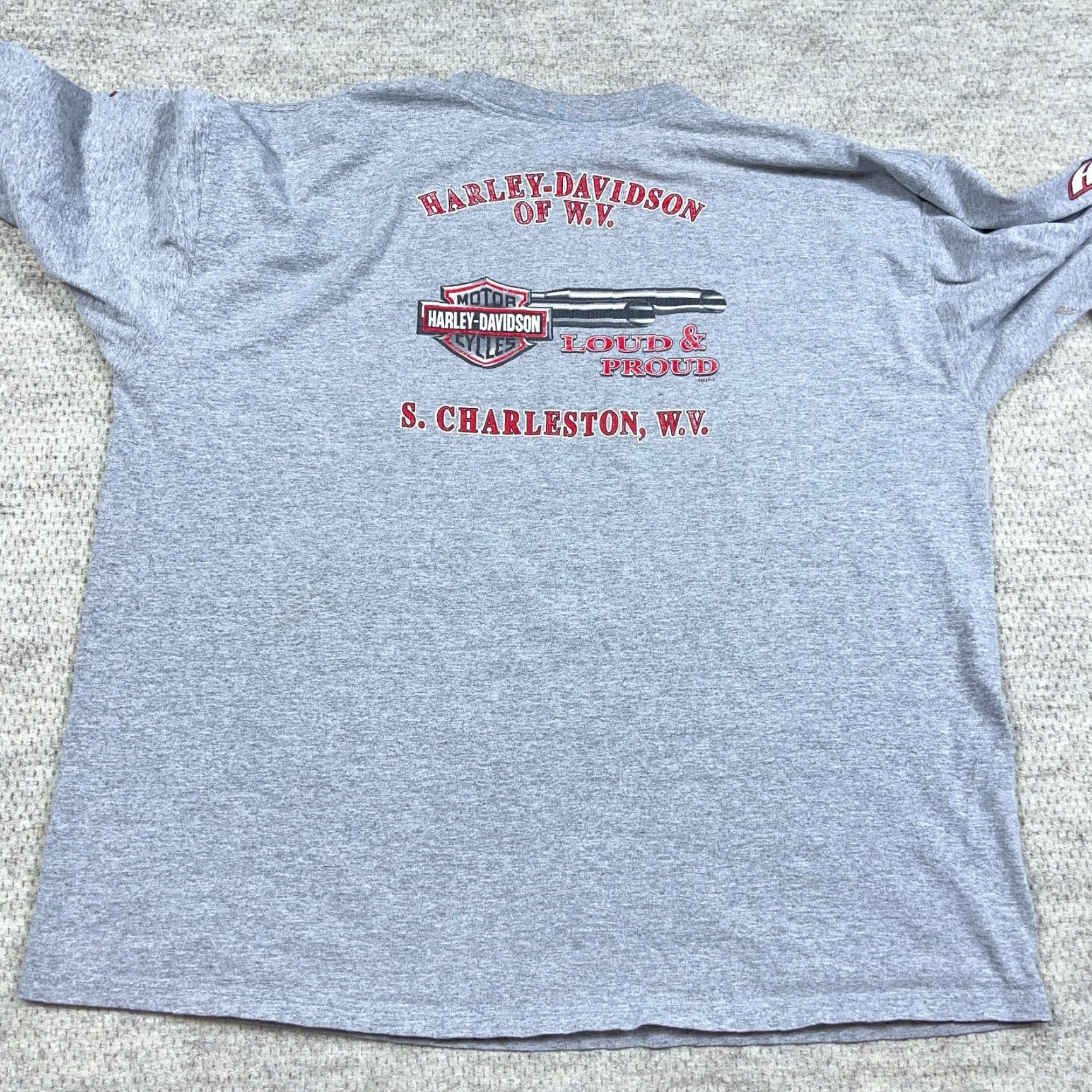 Harley Davidson Harley-Davidson Shirt Men 3X Gray Long Sleeve Crew Neck Vintage Y2K Graphic Print Logo Racing USA 80s Retro Barbed Size US XXL / EU 58 / 5 - 2 Thumbnail