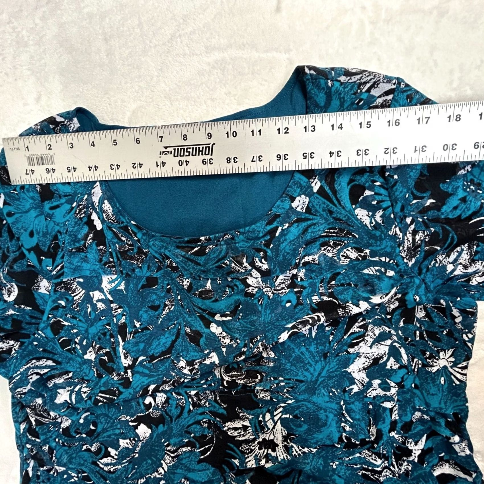Alfani Alfani Womens Plus Size 3X Blue Black Floral Layered Tunic Top 3/4 Sleeve Casual Size XXL / US 16-18 / IT 52-54 - 5 Thumbnail