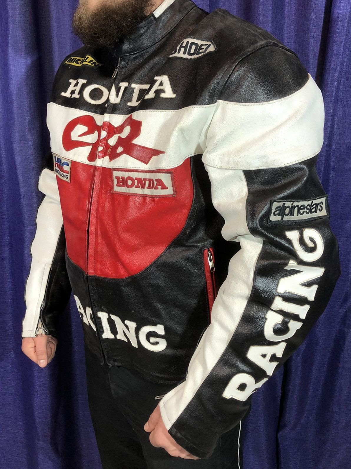 Alpinestars × Dainese × Yamaha Honda Motorcycle leather jacket Racing vintage Size US XL / EU 56 / 4 - 3 Thumbnail