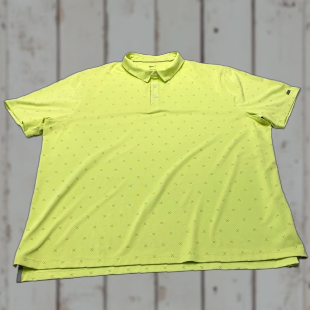 Nike Nike Dri Fit Polo Shirt Mens 2XL Neon Green All Over Print Golf Clubs 8565 Size US XXL / EU 58 / 5 - 1 Thumbnail
