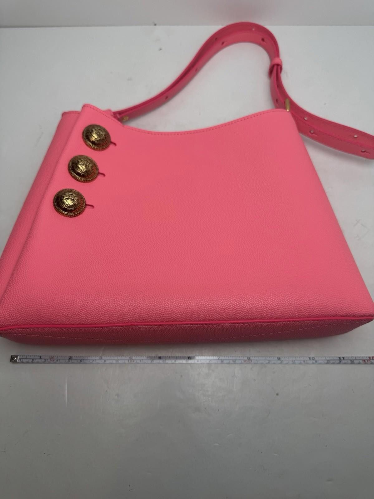 Balmain Balmain Emblem Crest Shoulder Bag Pink Leather Gold Buttons Size ONE SIZE - 7 Thumbnail