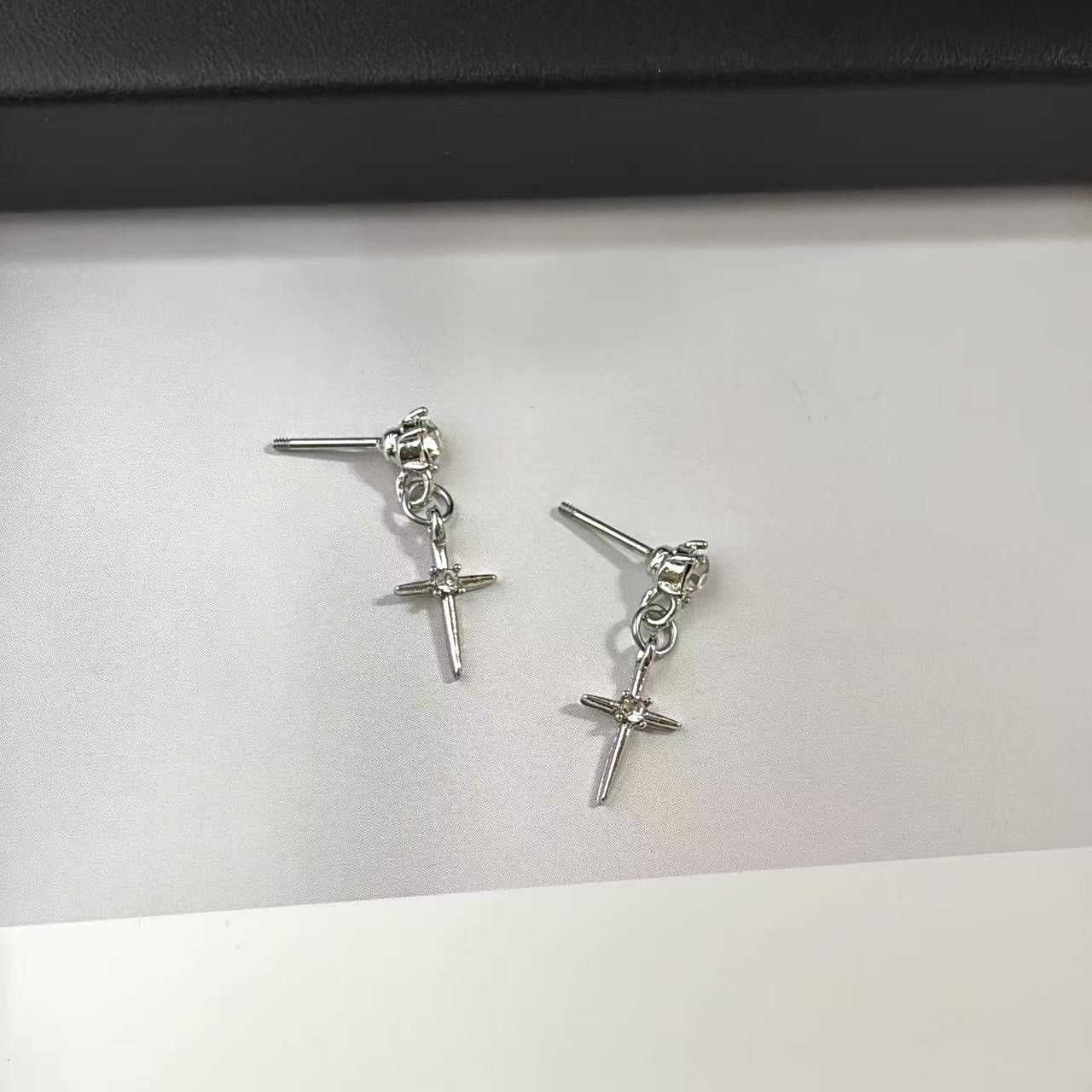 Other CZ Cross Dangle Drop Earrings for Men Women Hip Hop Unisex Size ONE SIZE - 4 Thumbnail
