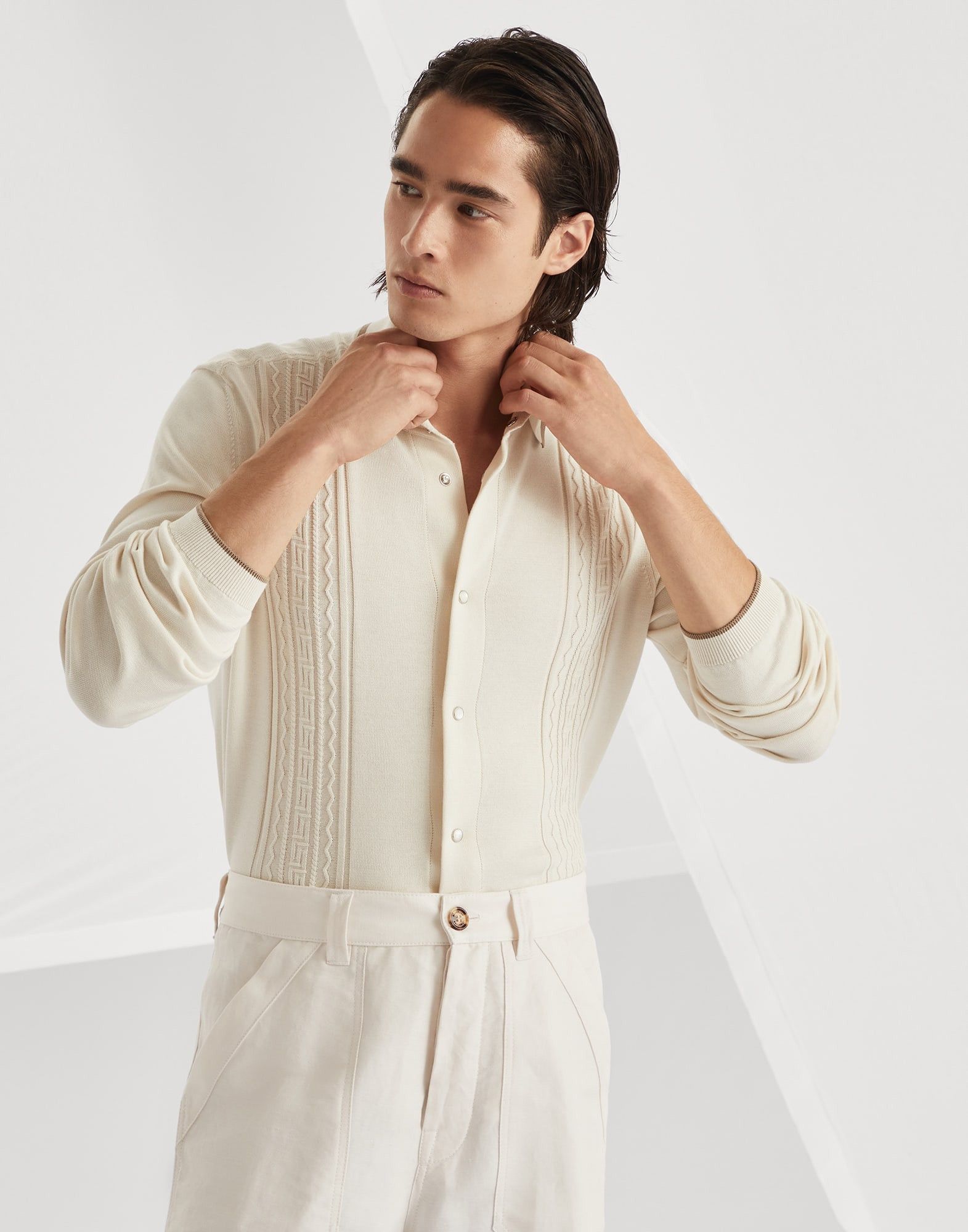 Brunello Cucinelli o1w1db10326 Sweater in White Size US L / EU 52-54 / 3 - 2 Thumbnail