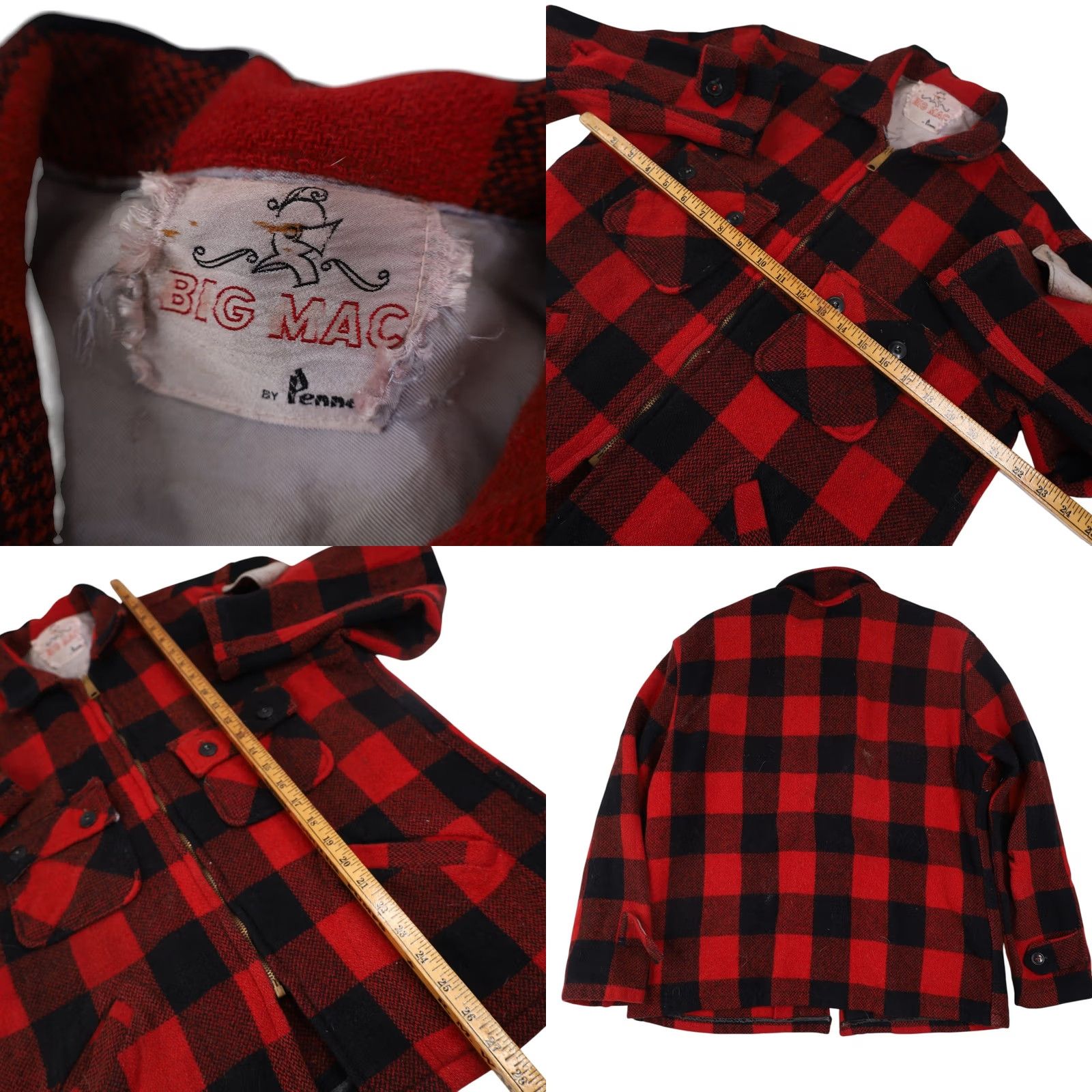 Vintage VINTAGE J.C. PENNY'S Big Mac Wool Buffalo Plaid Jacket Mens Wool Overcoat Jacket M Red Size US M / EU 48-50 / 2 - 8 Thumbnail