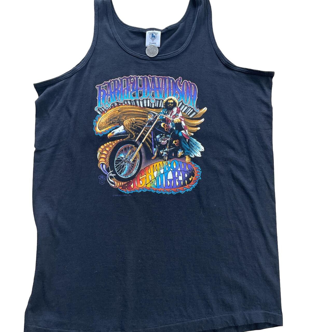 Harley Davidson × Vintage Vintage 1982 Harley Davidson Righteous Ruler Biker Tank Top Size US XL / EU 56 / 4 - 1 Thumbnail